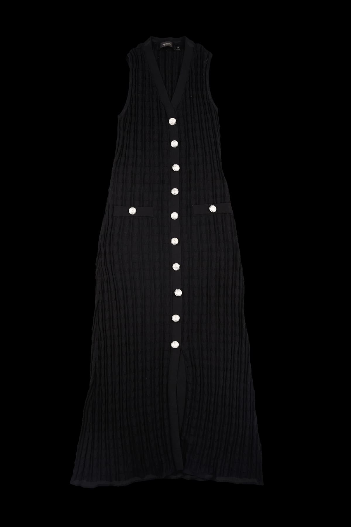 버튼 슬리브리스 니트 롱 원피스