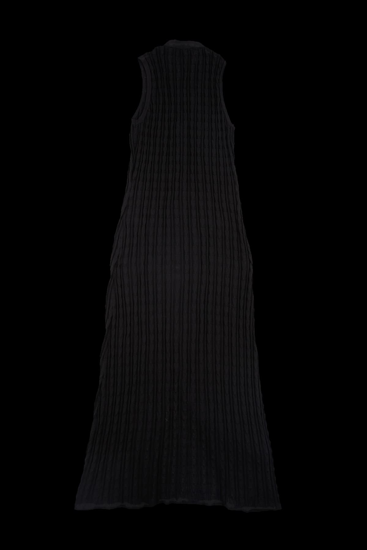 버튼 슬리브리스 니트 롱 원피스