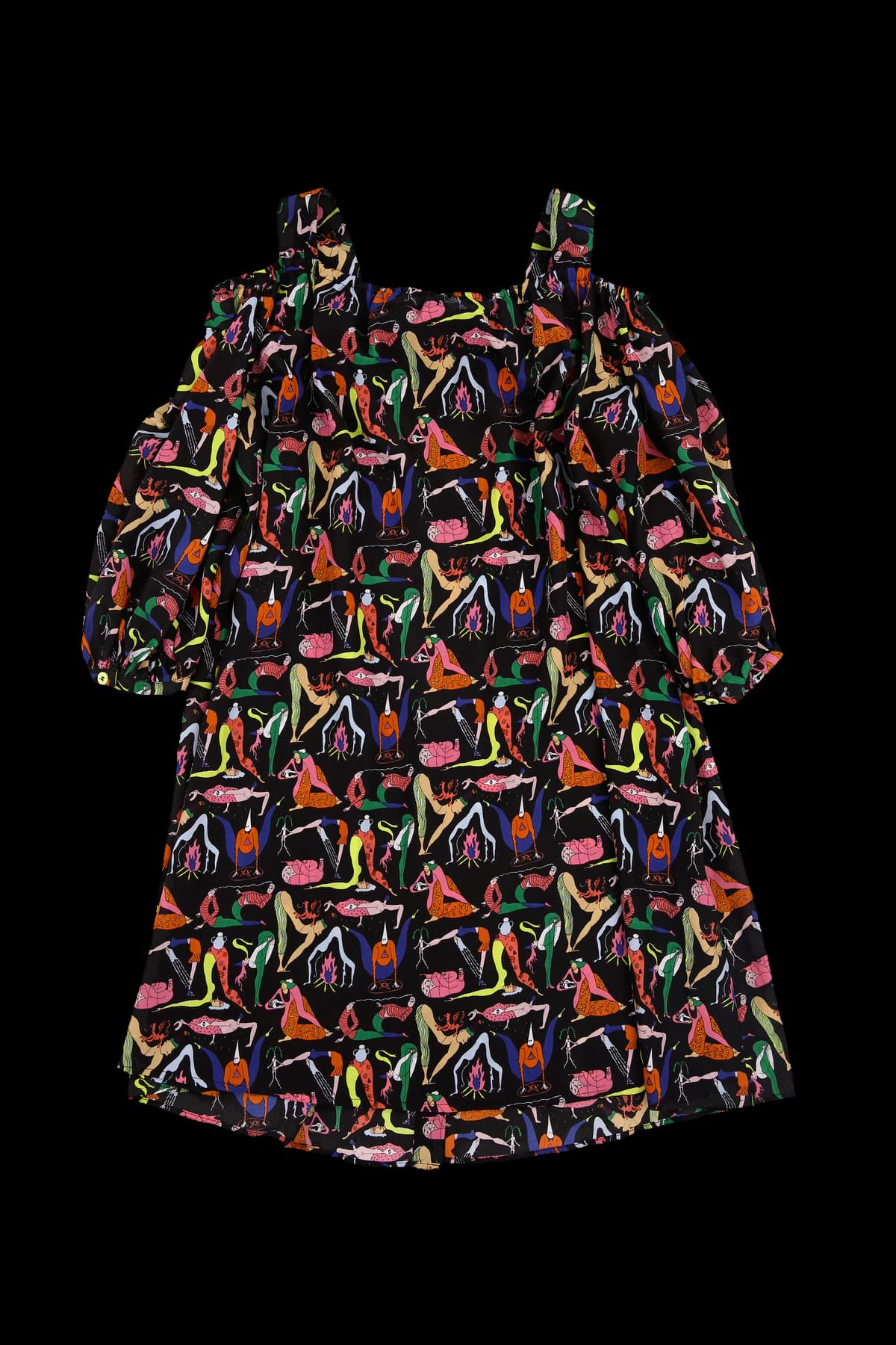 패턴 오프숄더 원피스