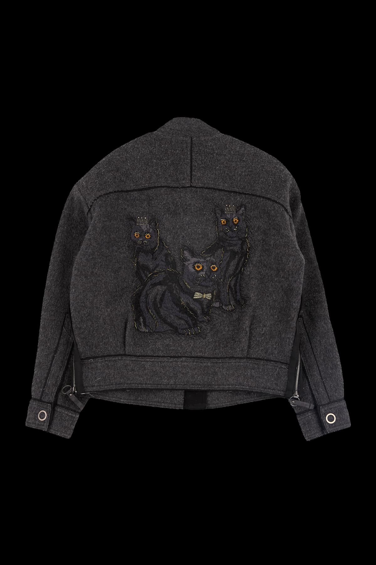 캣 자수 울 집업 자켓