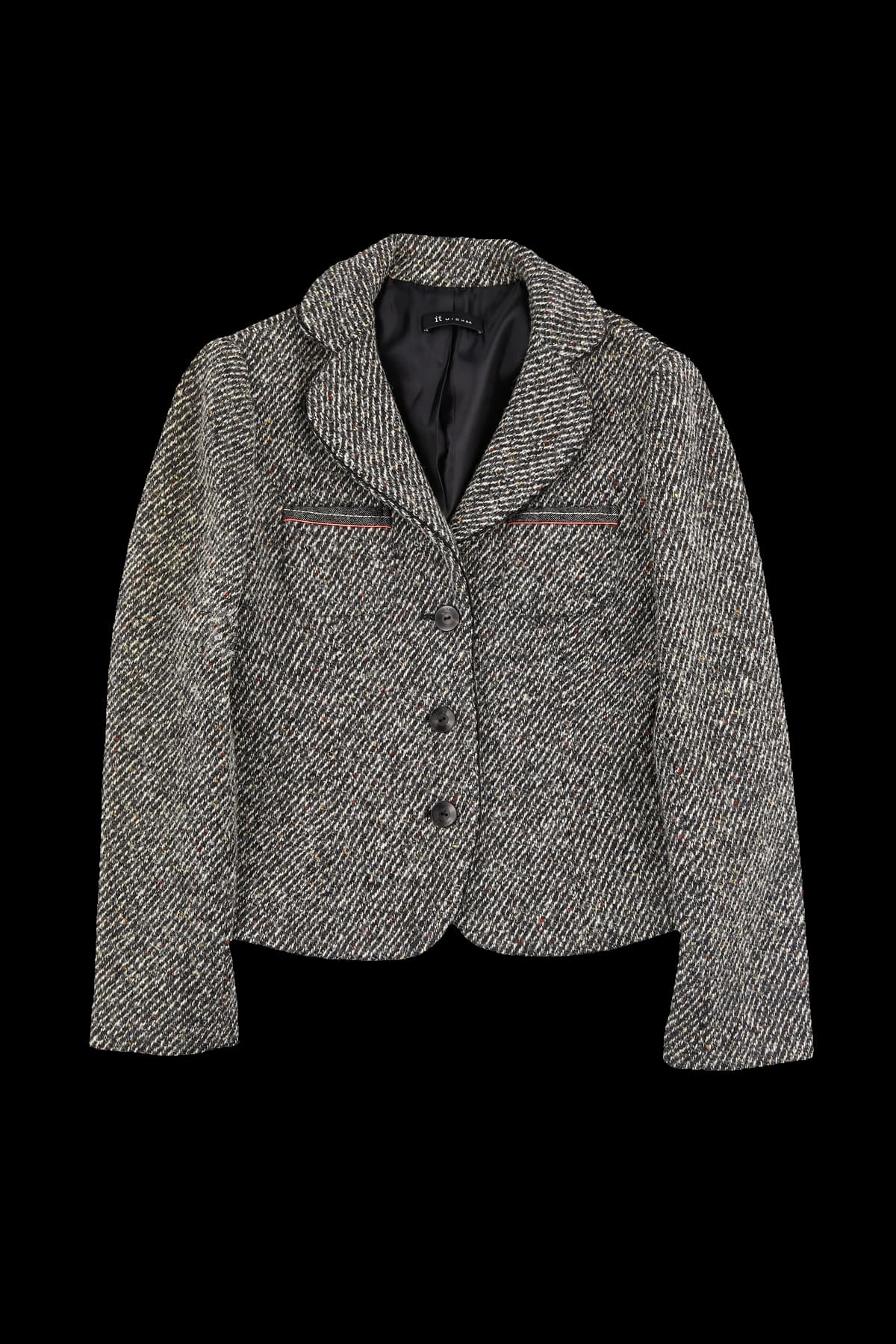 카라 트위드 크롭 재킷