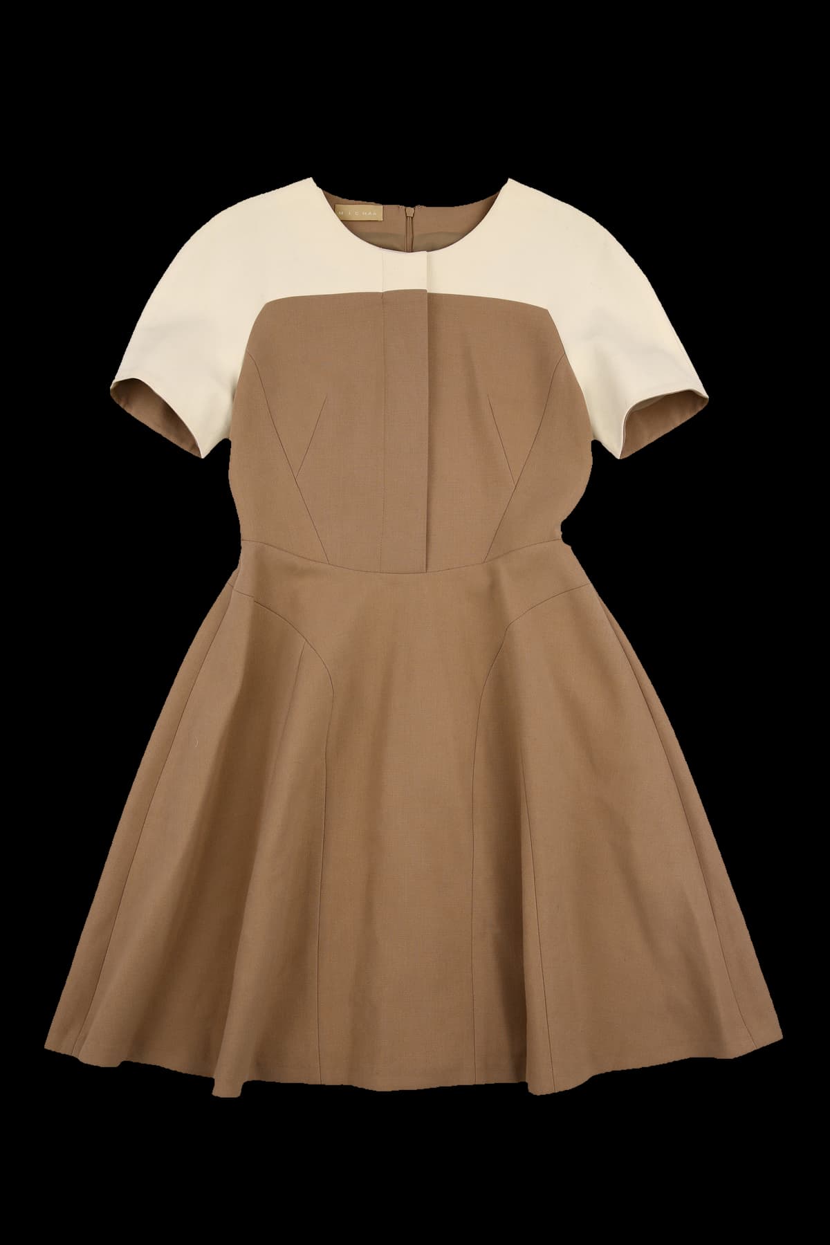 배색 라인 반팔 원피스