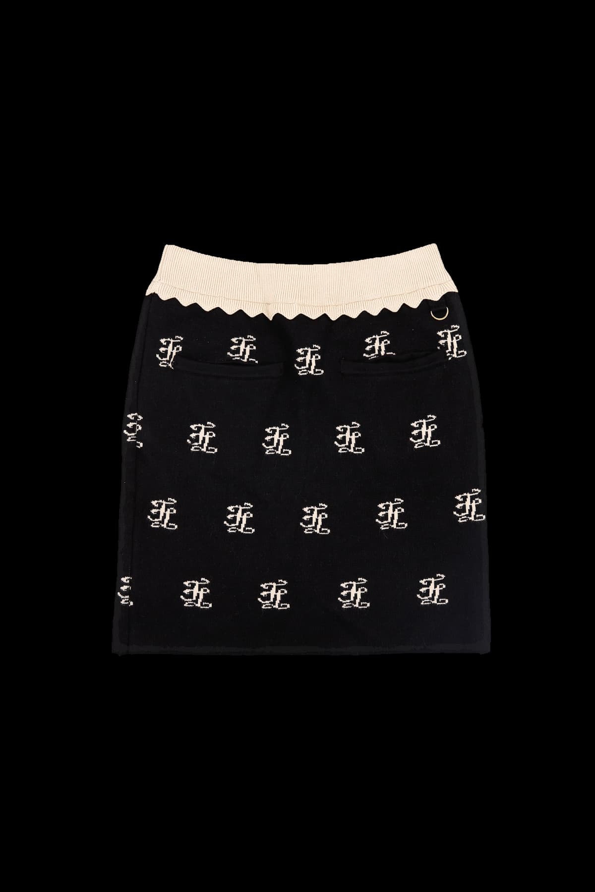 배색 니트 스커트