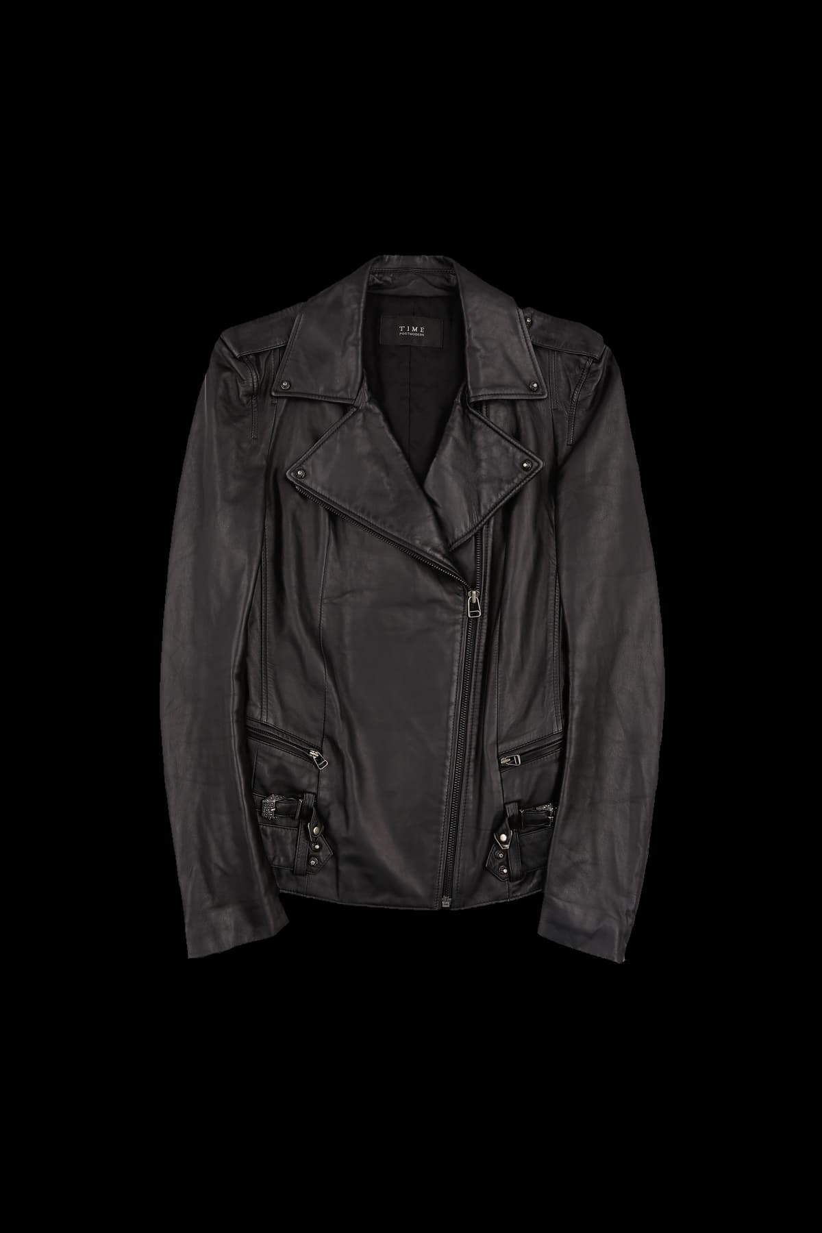 큐빅 스터드 장식 램스킨 자켓