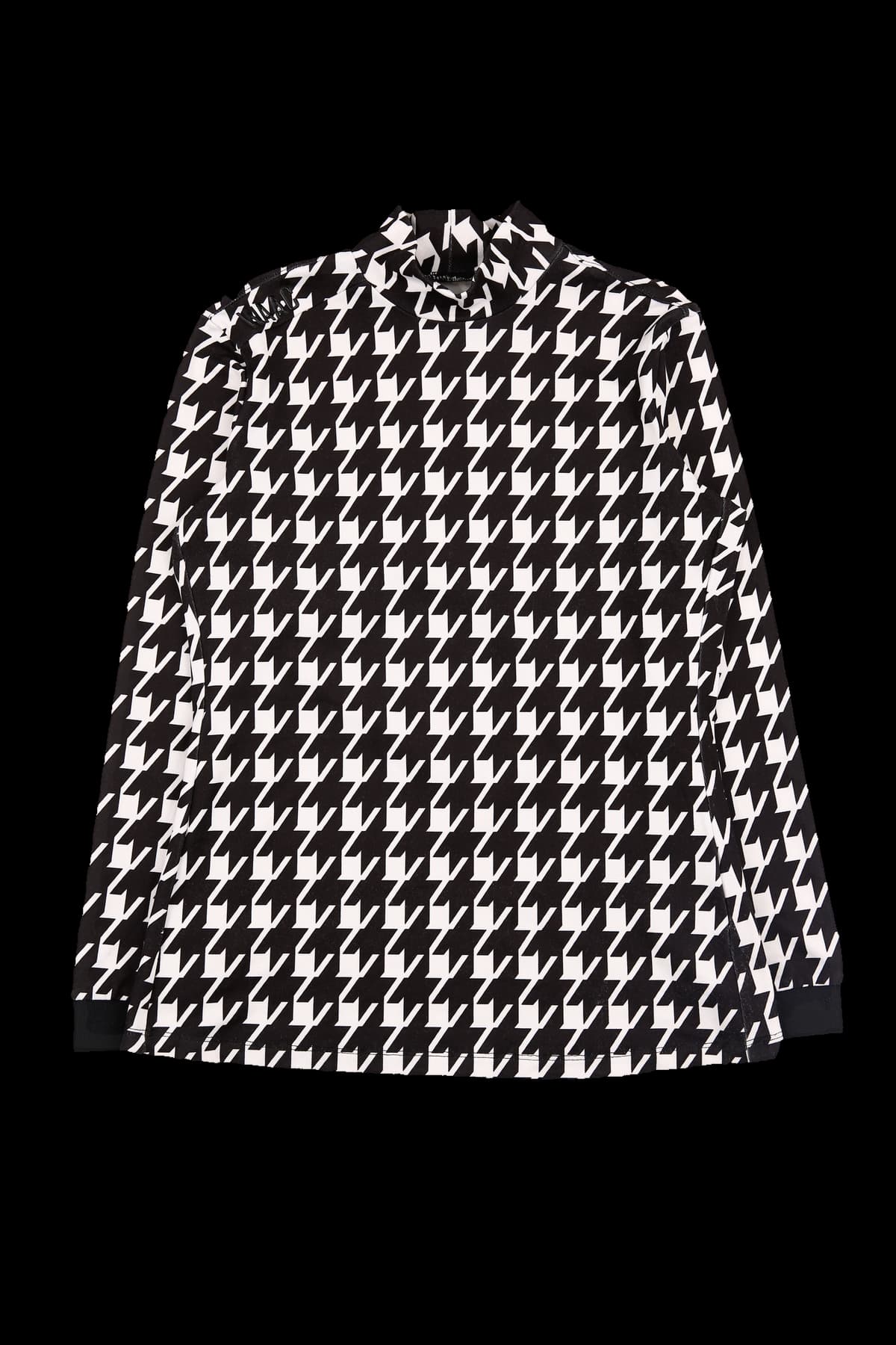 하운드 체크 하이넥 티셔츠