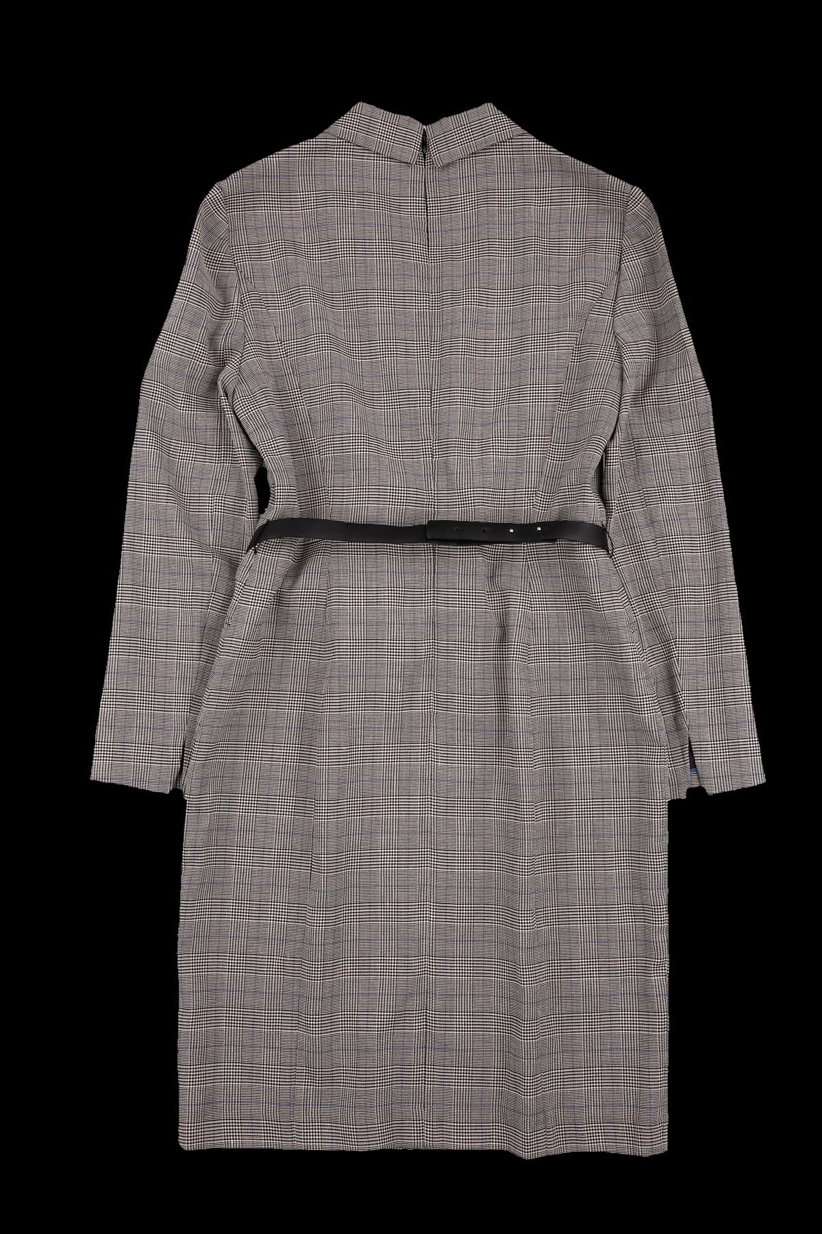 체크 더블 버튼 카라 원피스