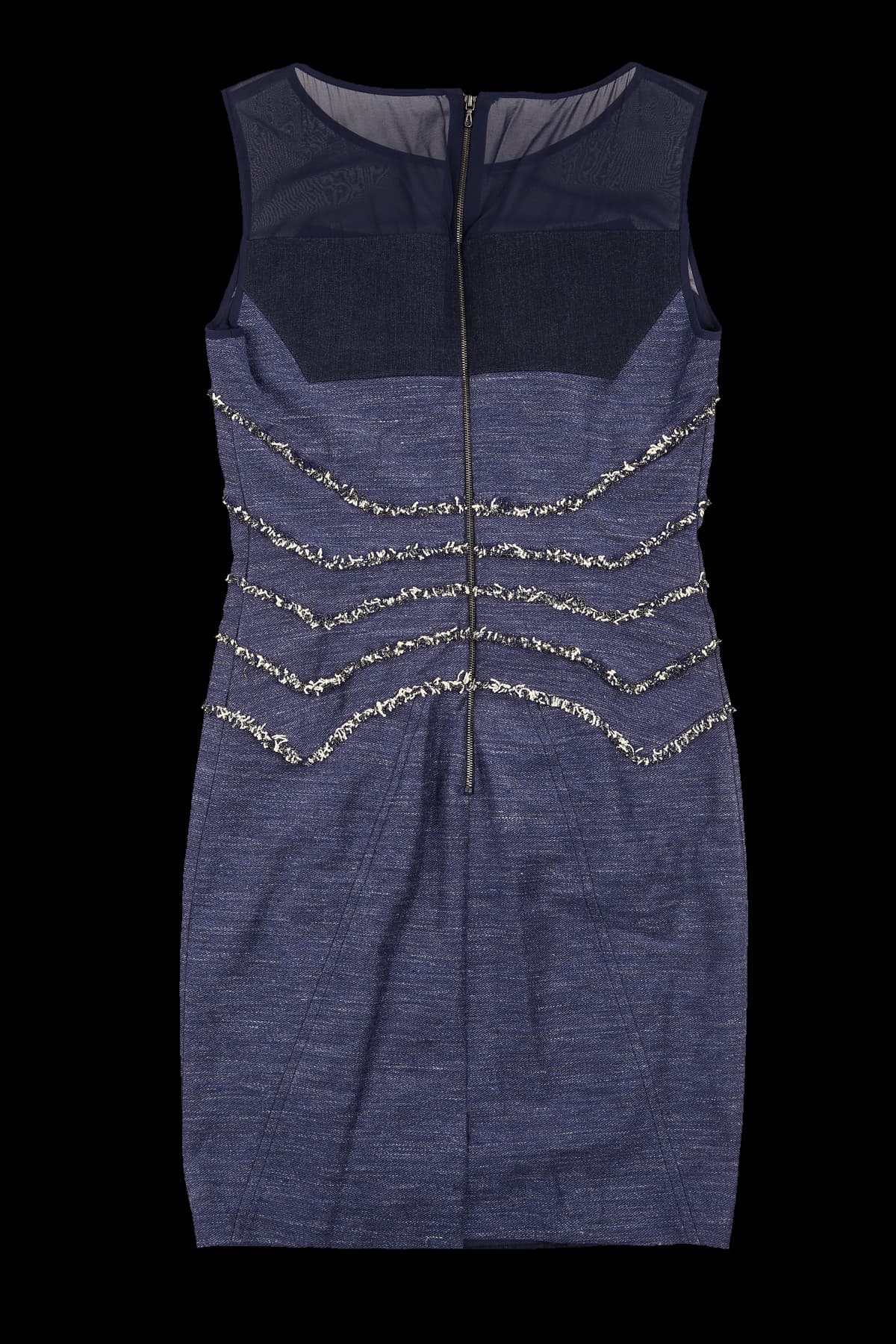 슬리브리스 데님 배색 원피스