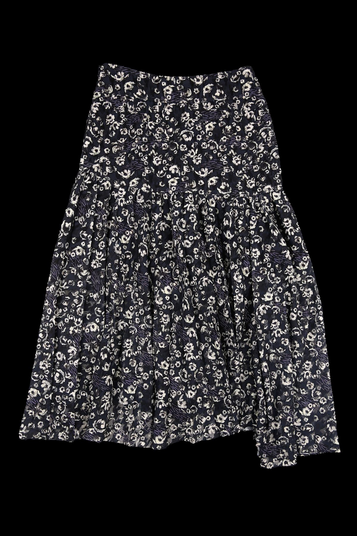 플라워 패턴 플리츠 스커트
