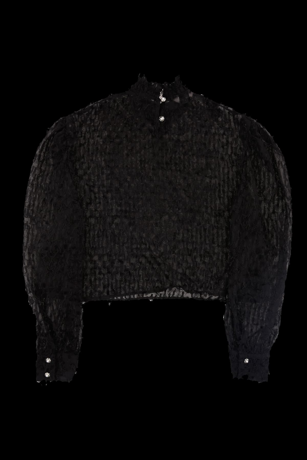 레이스 자수 배색 블라우스