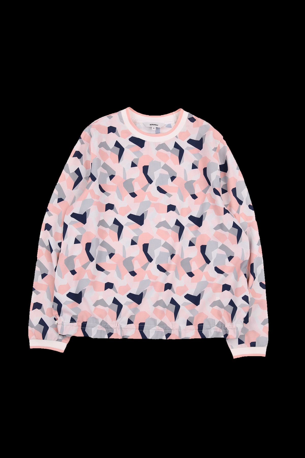 블록 패턴 긴팔 탑