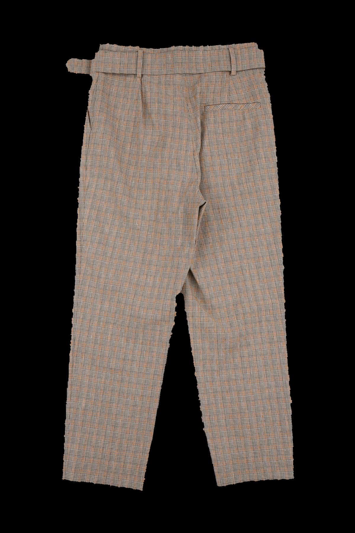 체크 원단 벨트 팬츠