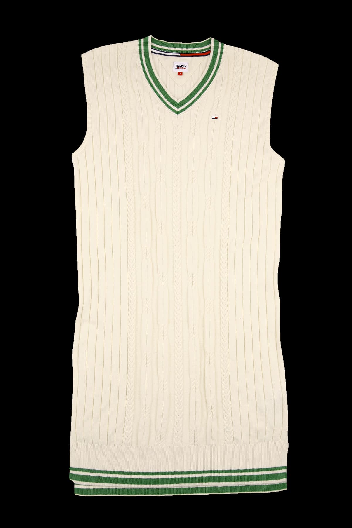 배색 라인 울 니트 원피스