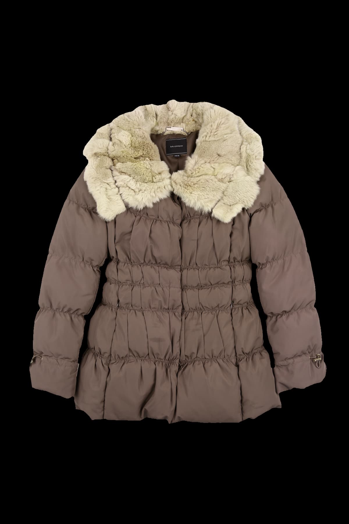 토끼털 배색 스트링 패딩