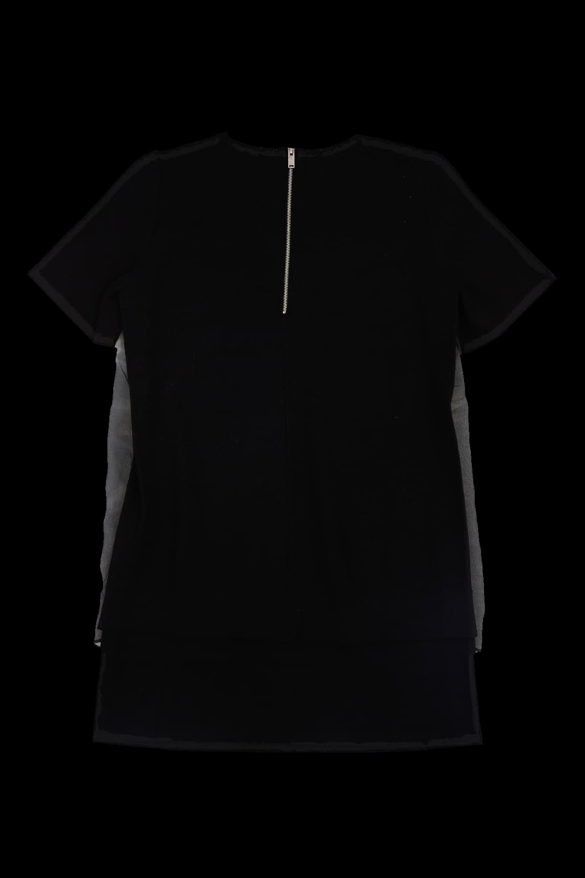 쉬폰 프린팅 배색 반팔 니트