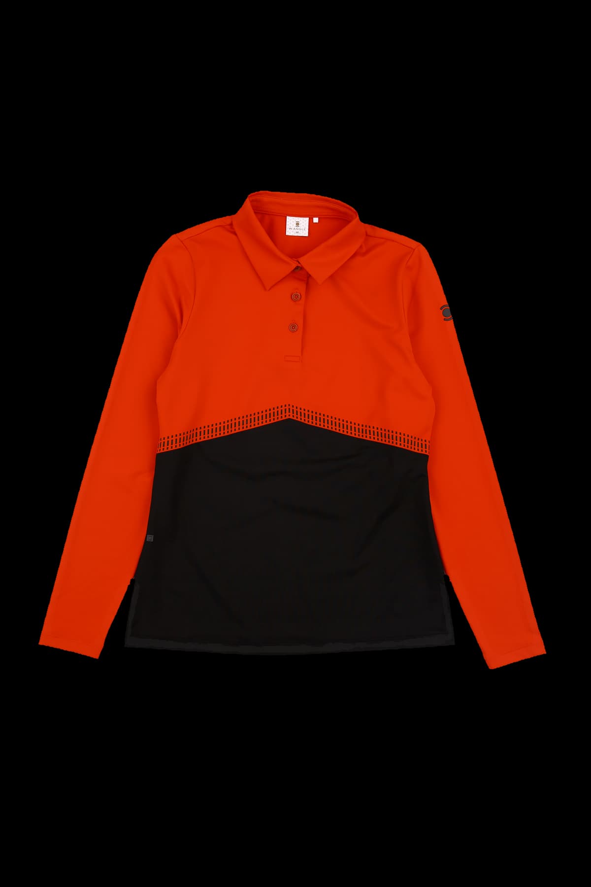 배색 절개 라인 카라 긴팔 티셔츠