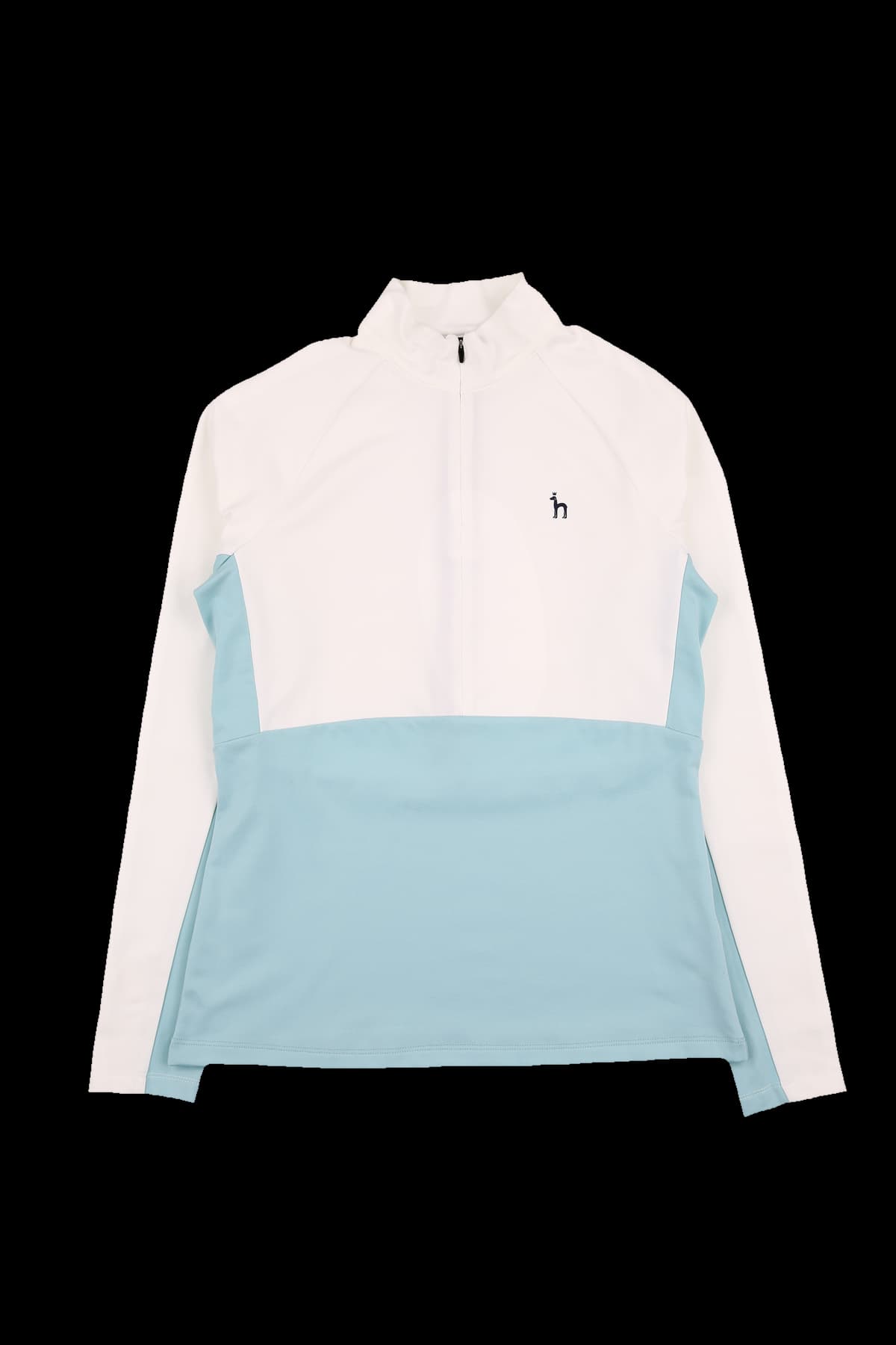 배색 로고 하프집업 기모 긴팔 티셔츠