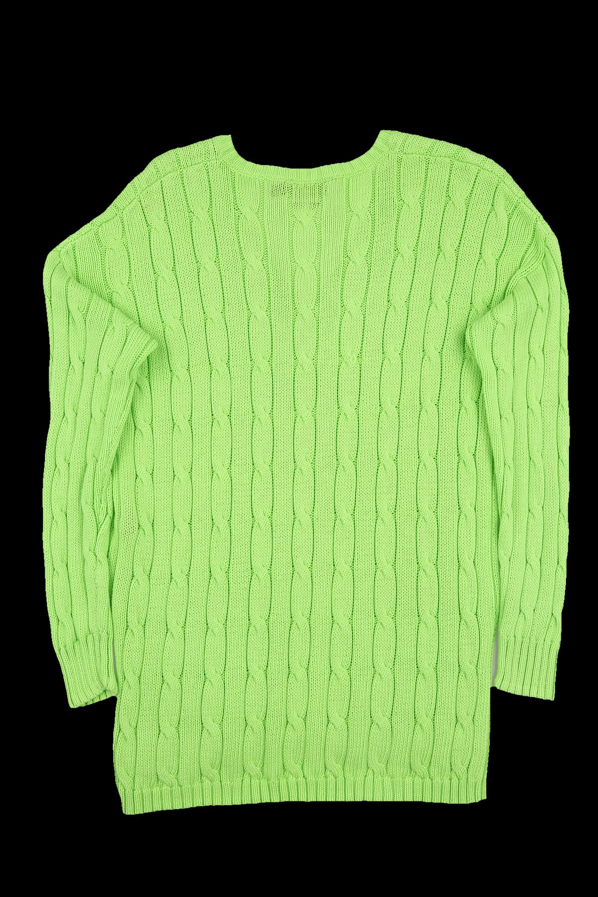네온 그린 브이넥 긴팔 니트