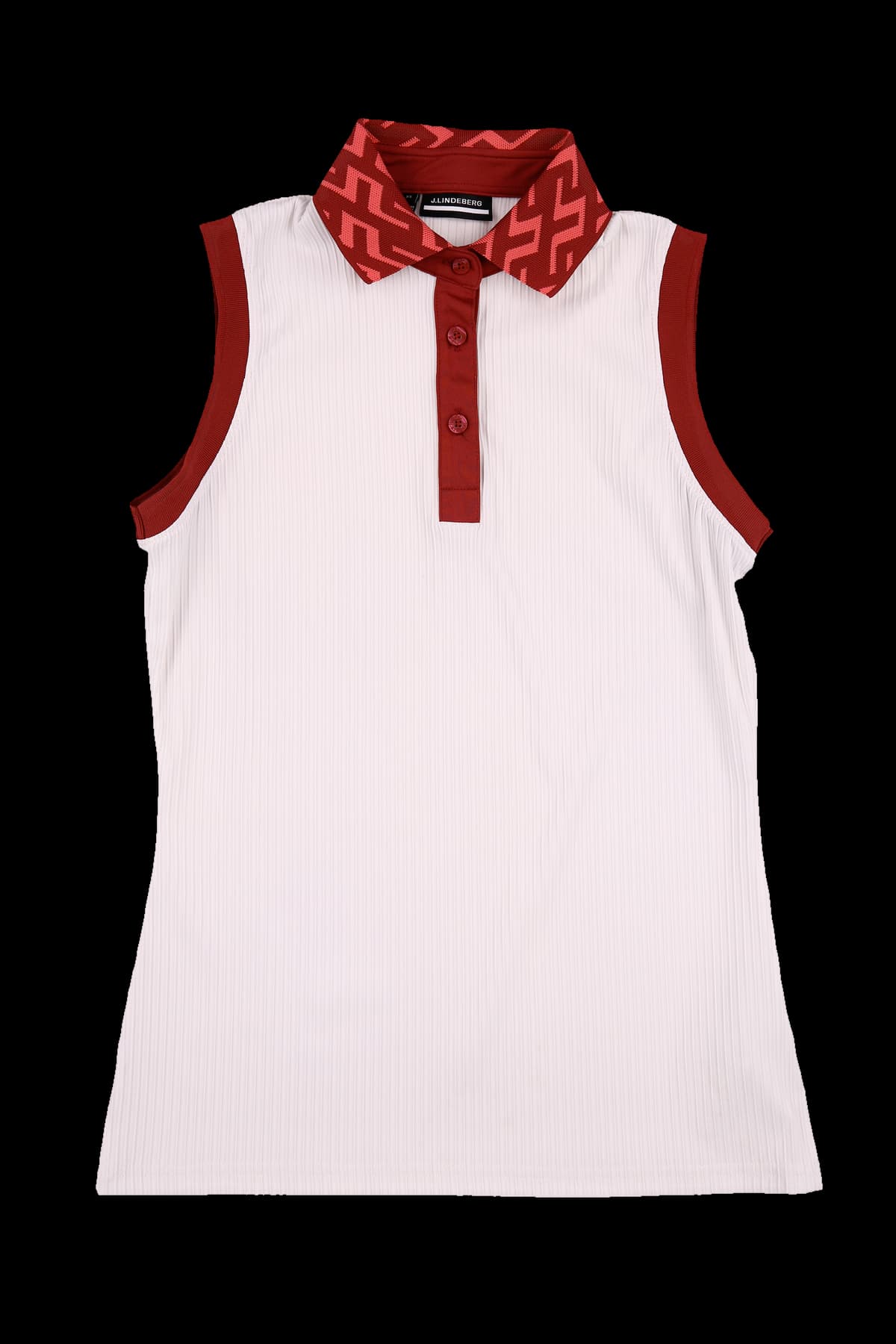 패턴 배색 카라 슬리브리스