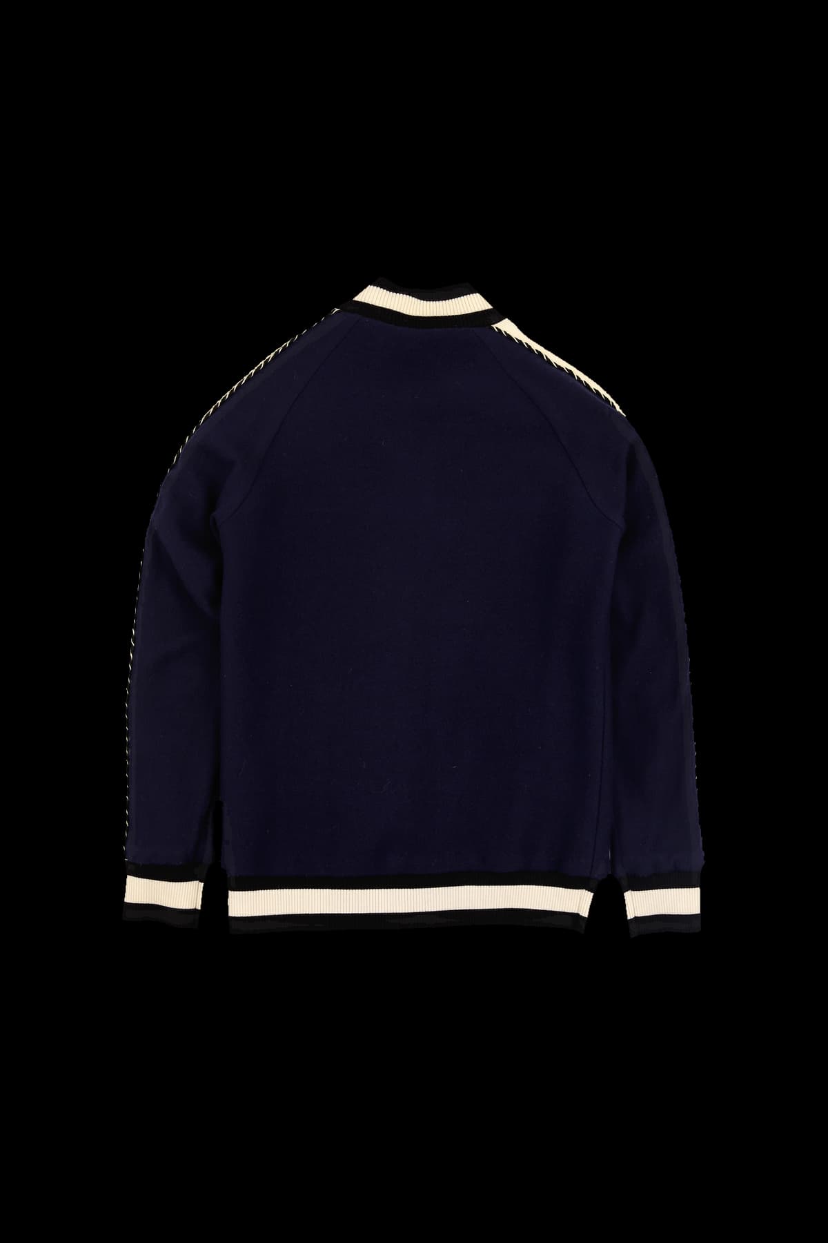 울 배색 라인 니트 집업