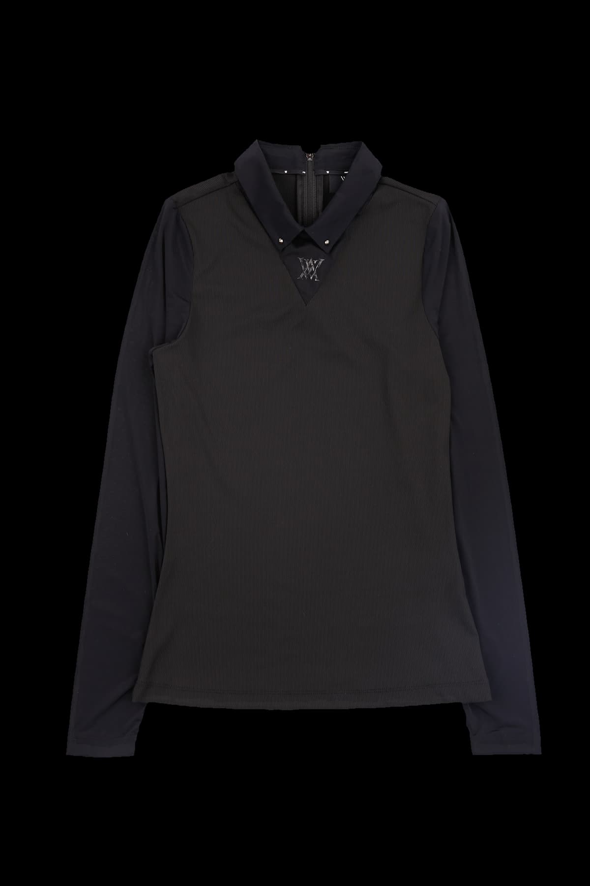 매쉬 블럭 롱 티셔츠