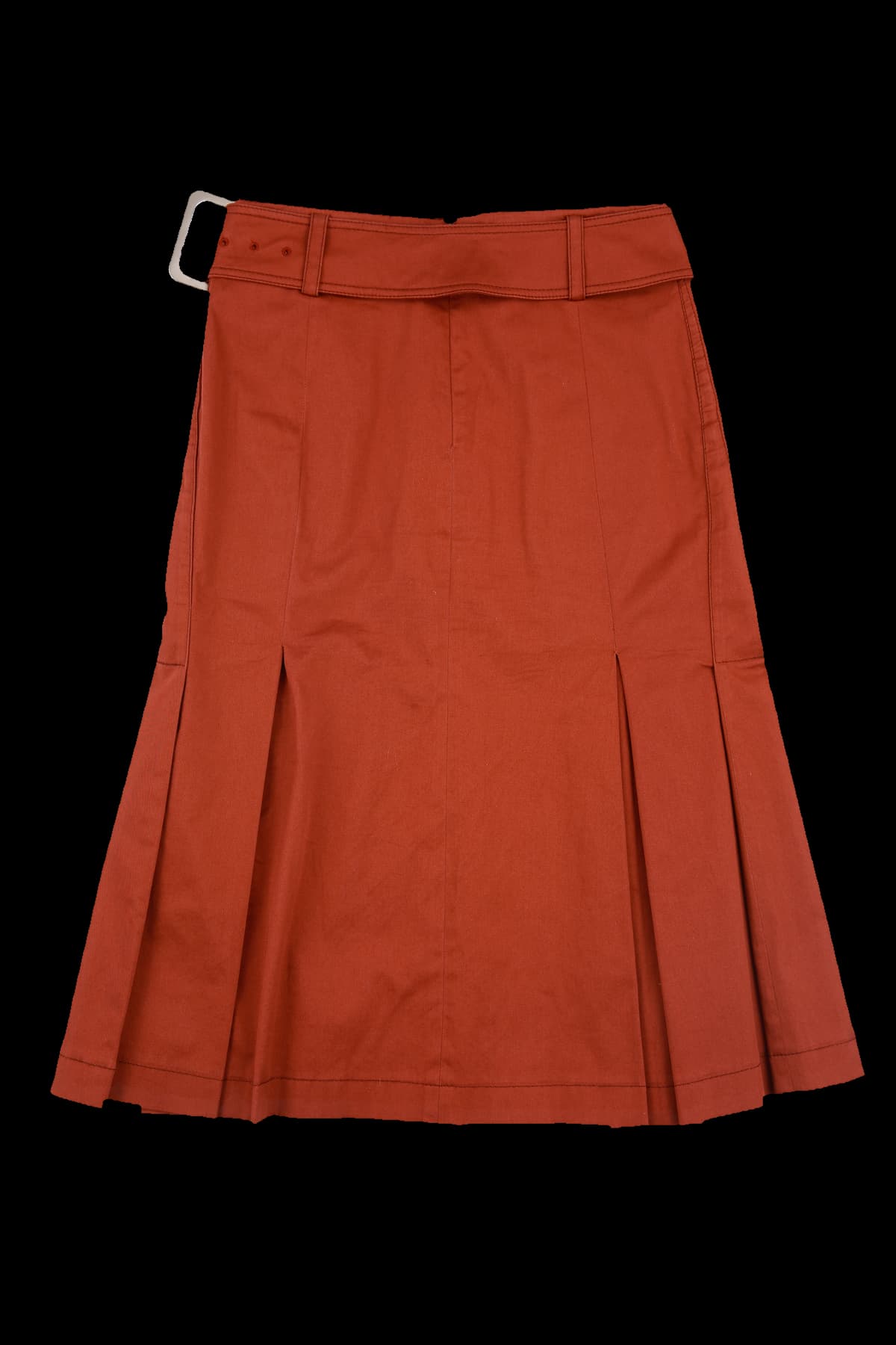 버건디 벨티드 스커트