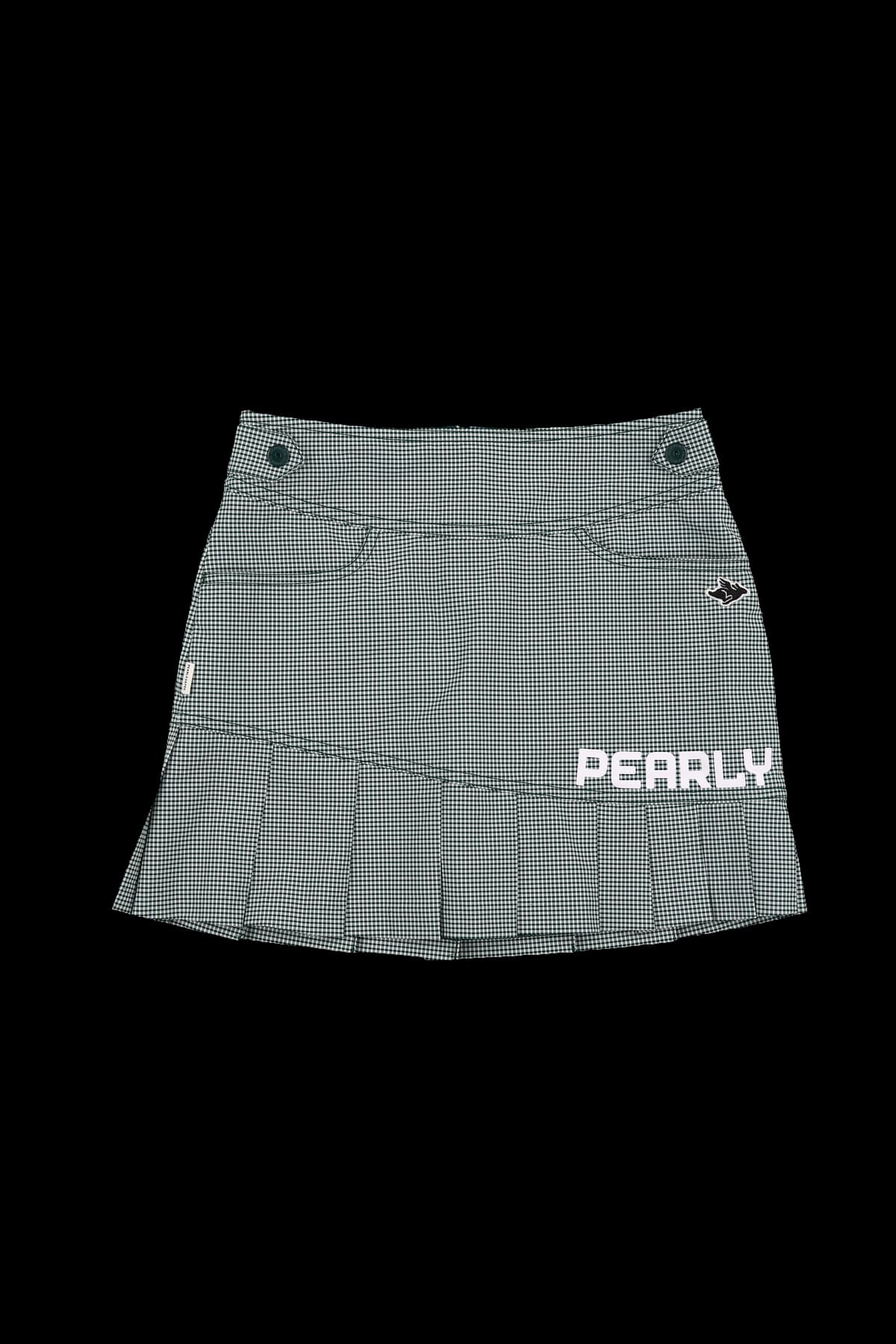 체크 패턴 플레어 스커트