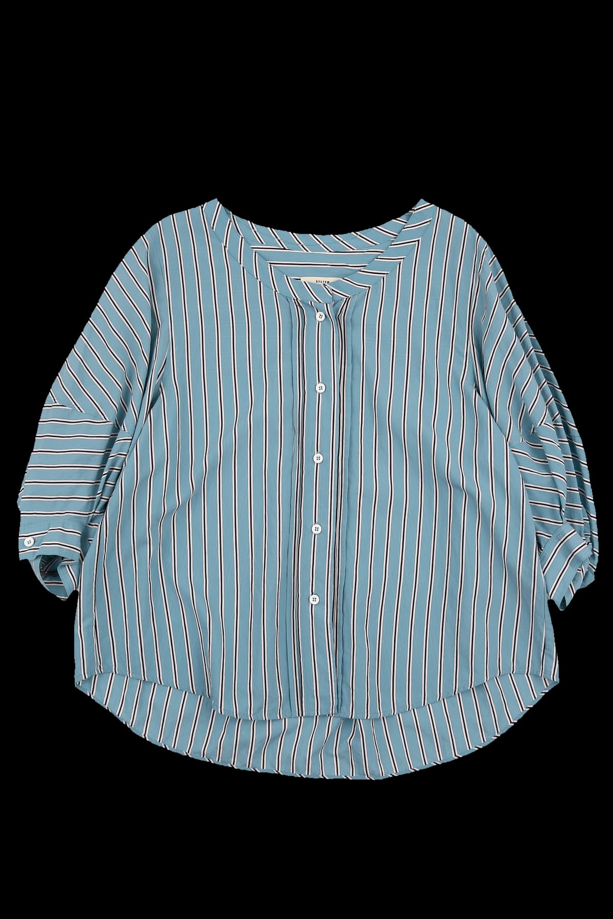 스트라이프 오버핏 반팔 셔츠