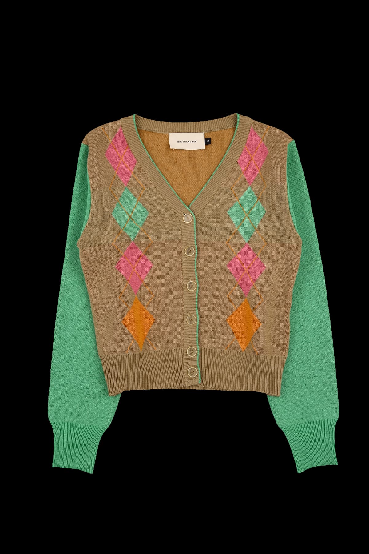 브이넥 배색 니트가디건