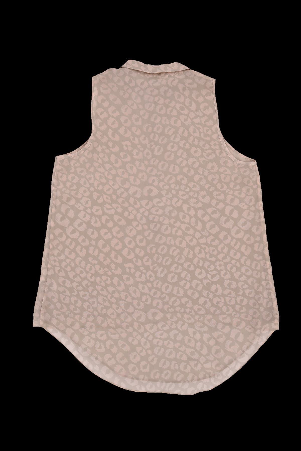 호피 슬리브리스 쉬폰 블라우스