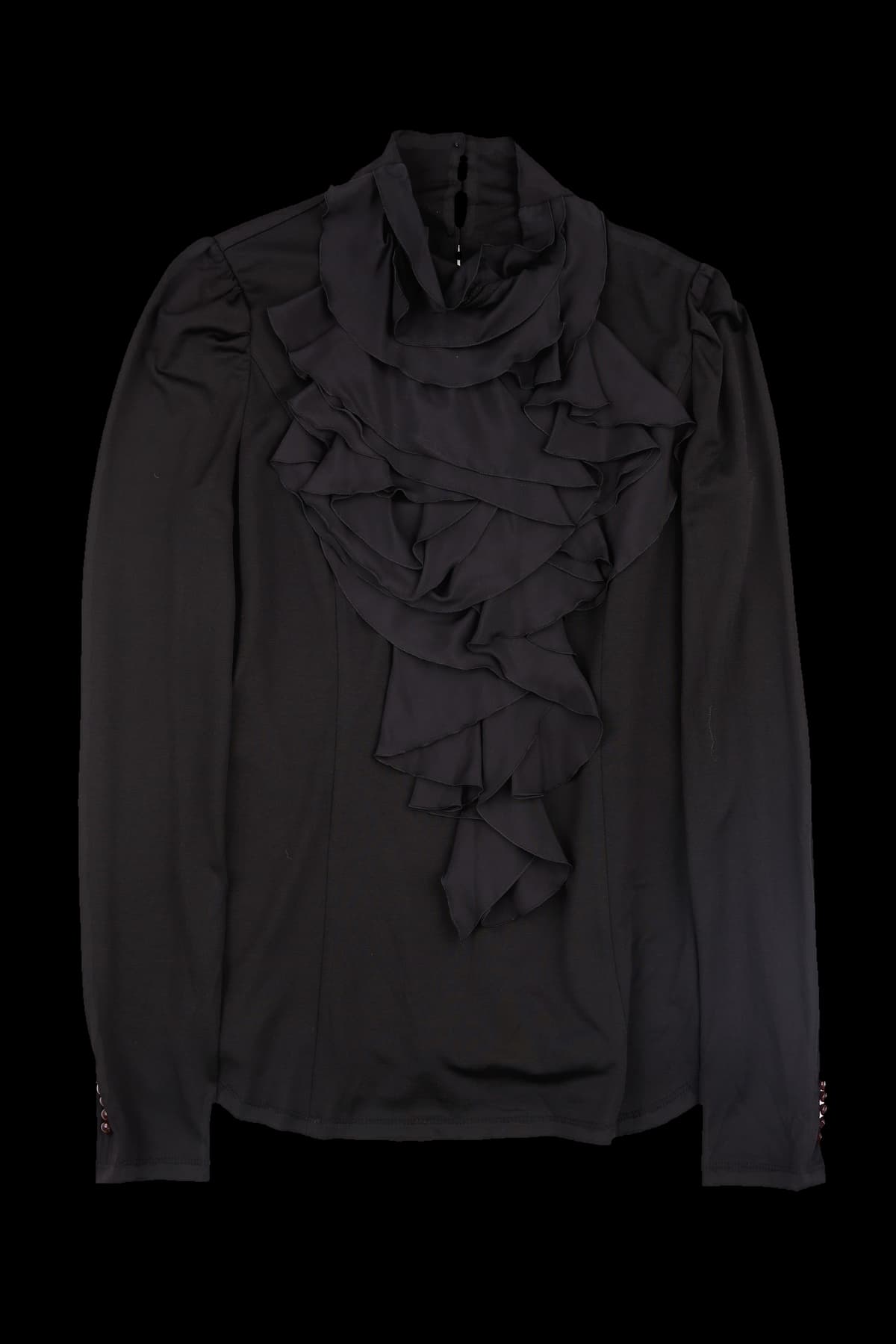 긴팔 프릴넥 블라우스