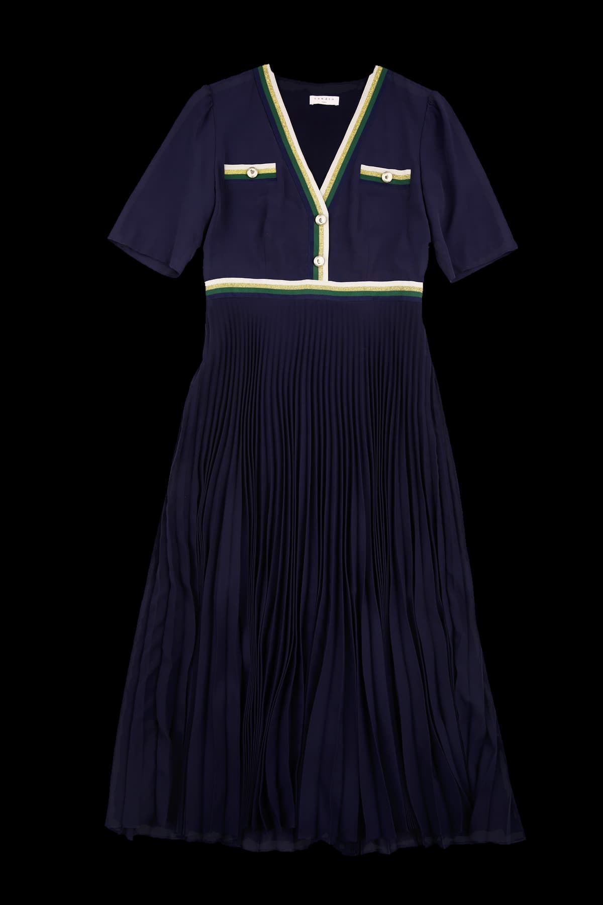 플리츠 반팔 배색 원피스