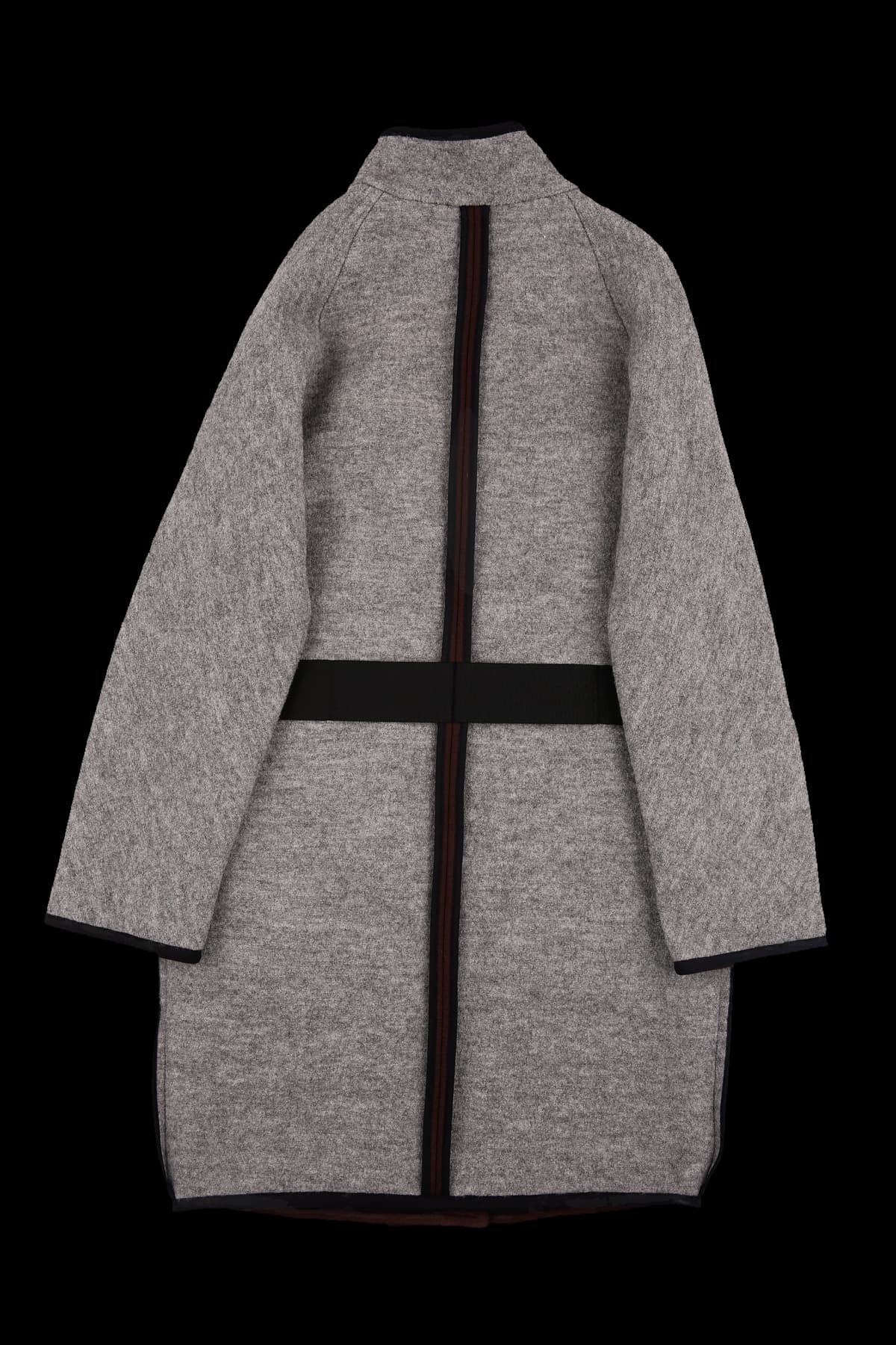 배색 라인 울 코트