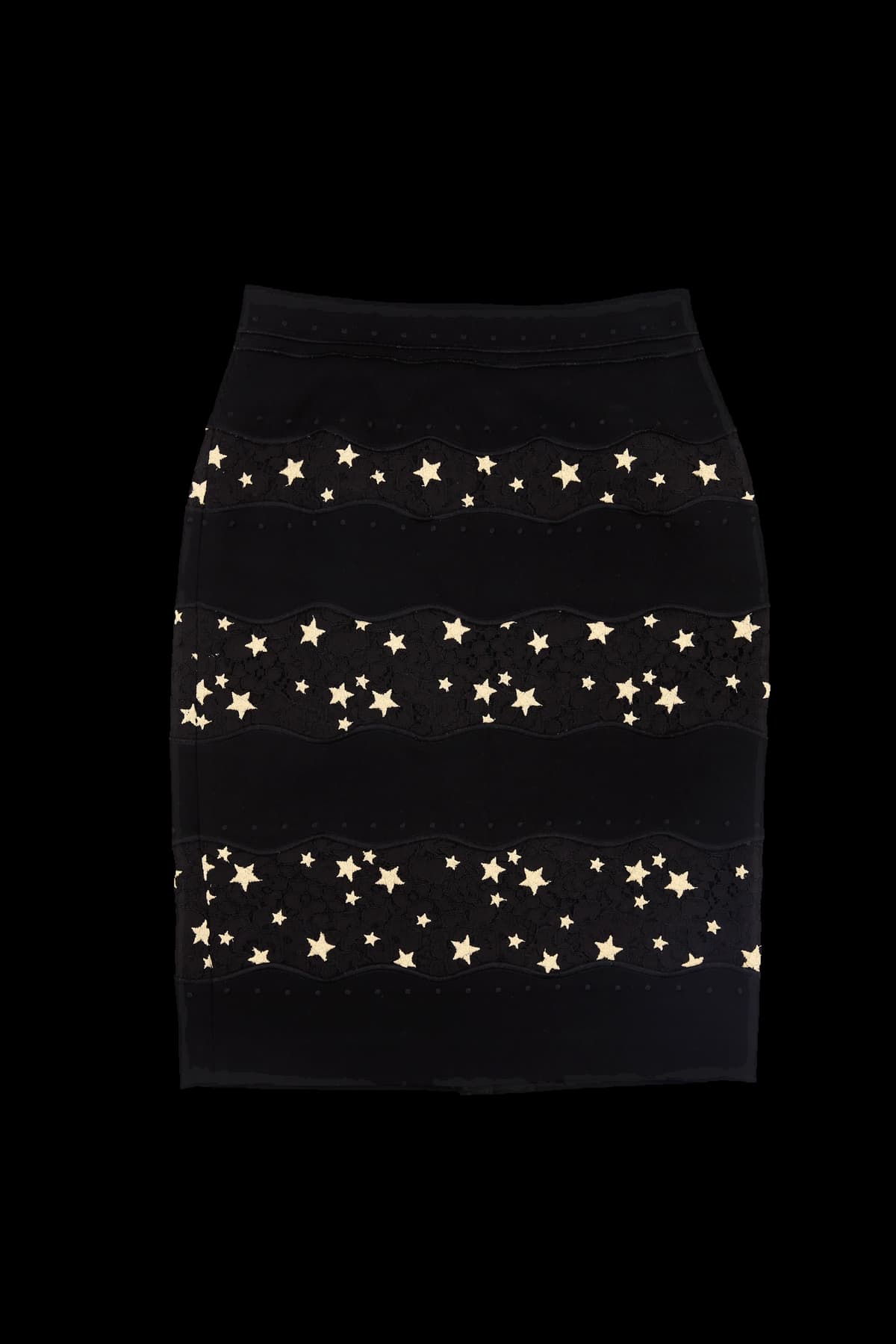 스타 배색 스커트