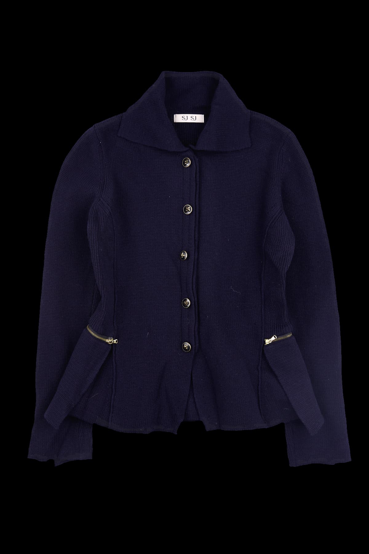 카라 단추 니트 자켓