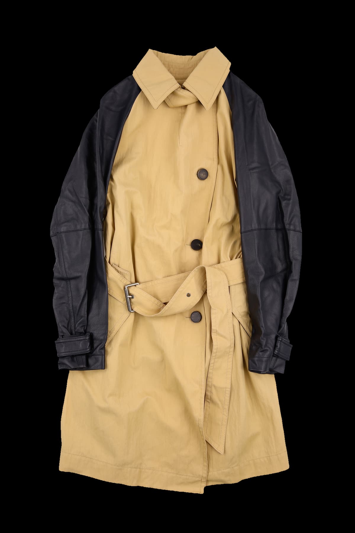 배색 슬리브 트렌치 코트