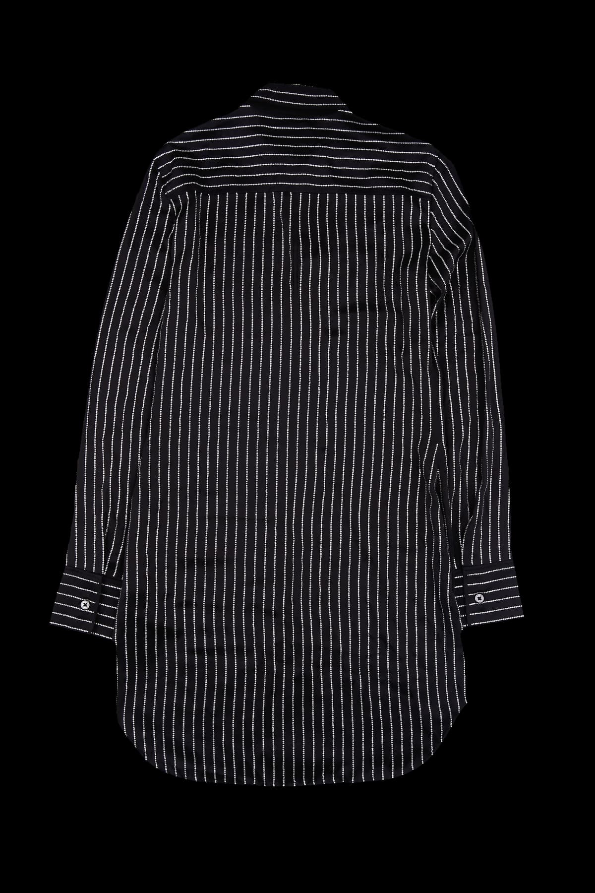 비즈 스트라이프 실크 셔