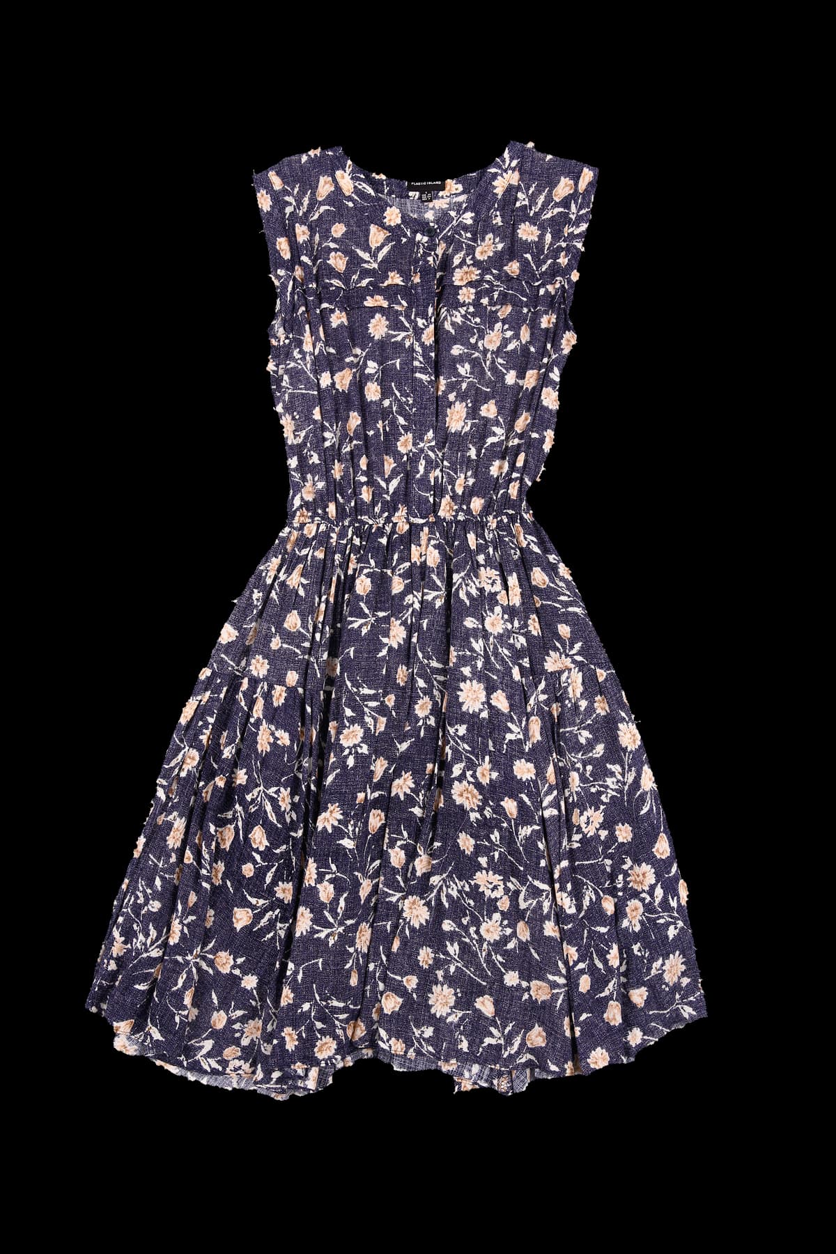 플라워패턴 리본장식 플레어 원피스