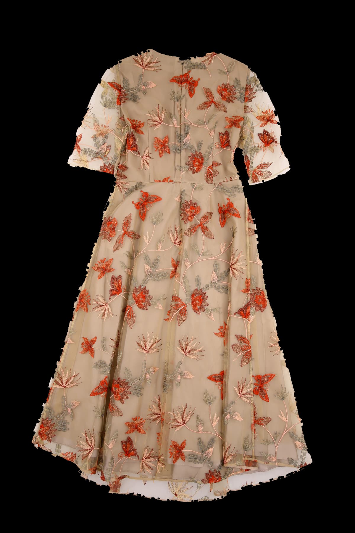 플로럴 시스루 슬리브 원피스