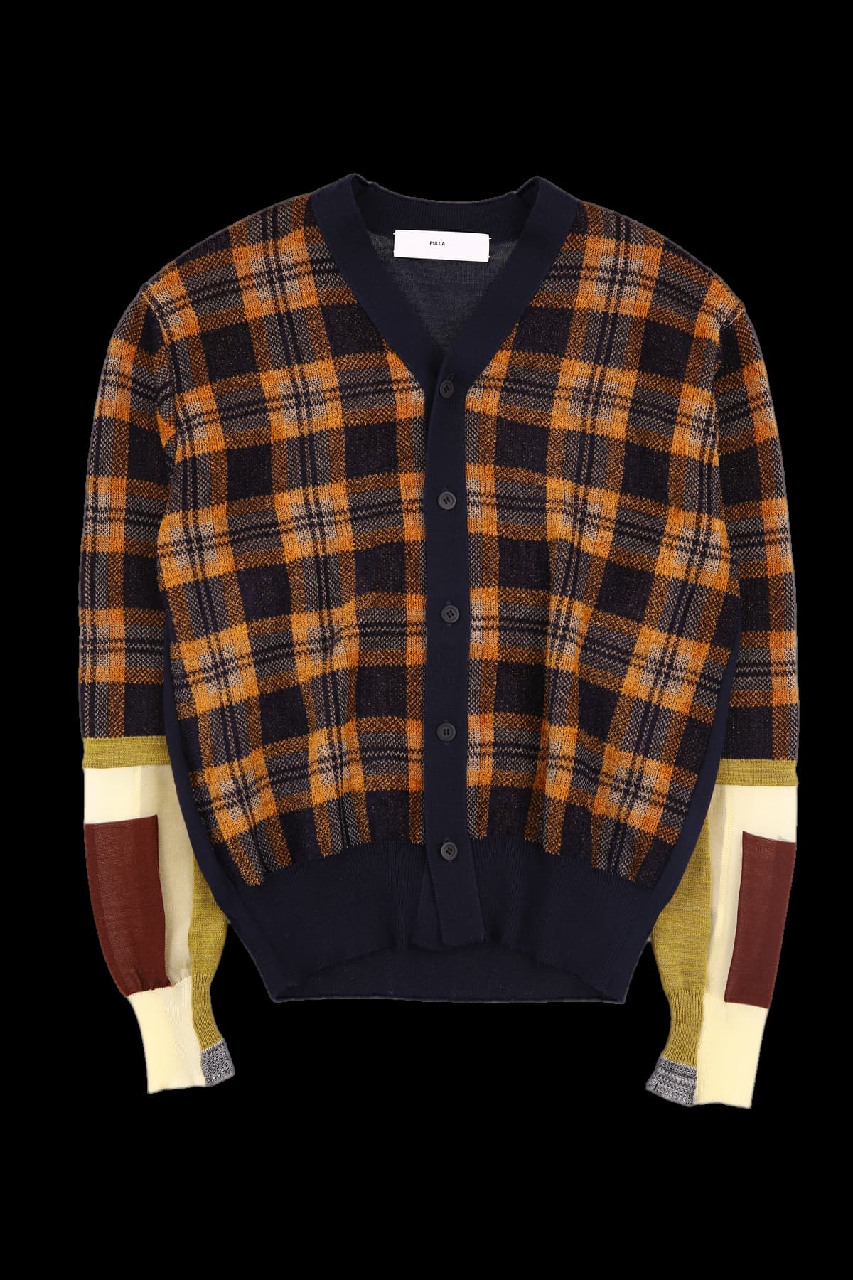 체크 브이넥 가디건