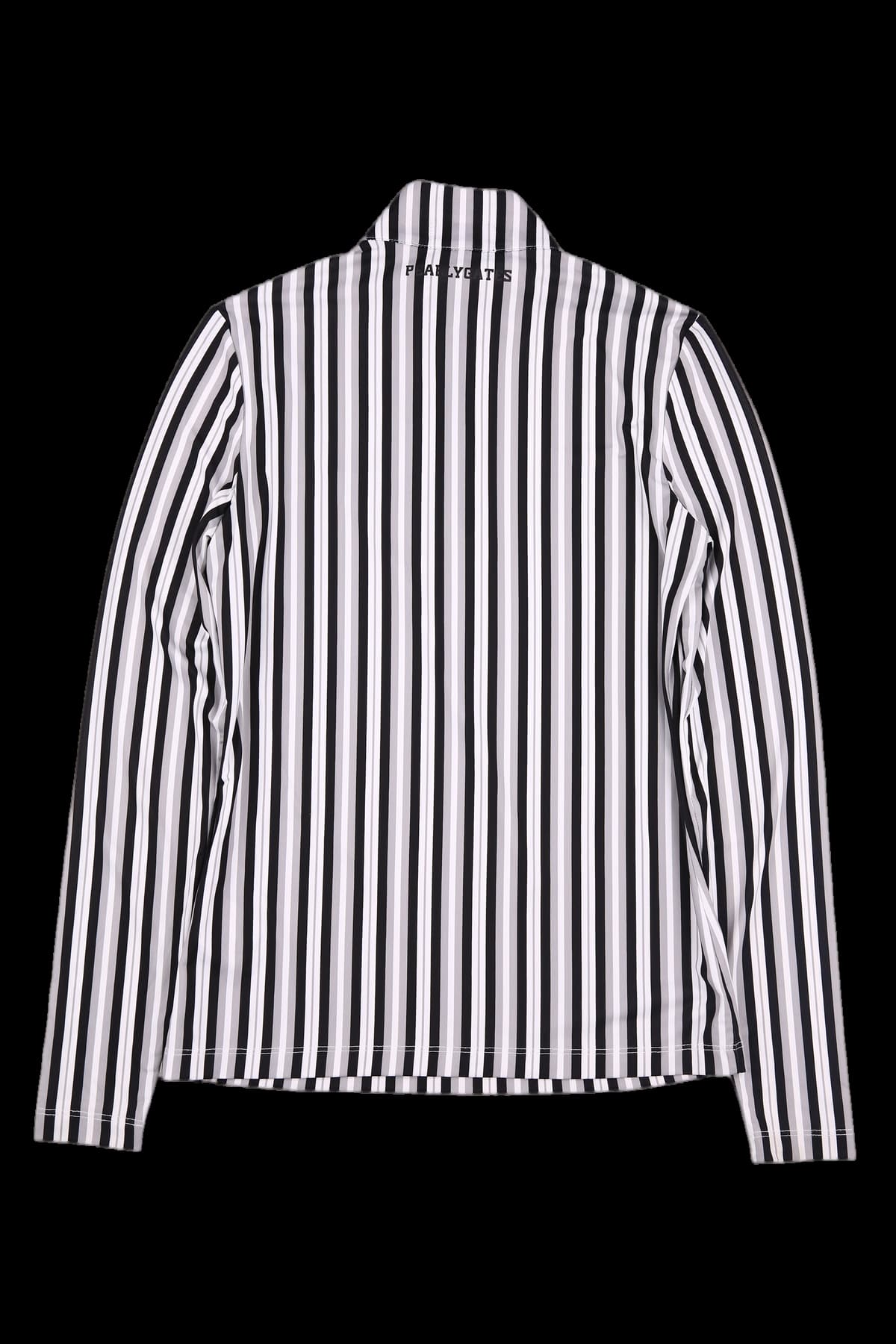 스트라이프 하프 집업 티셔츠