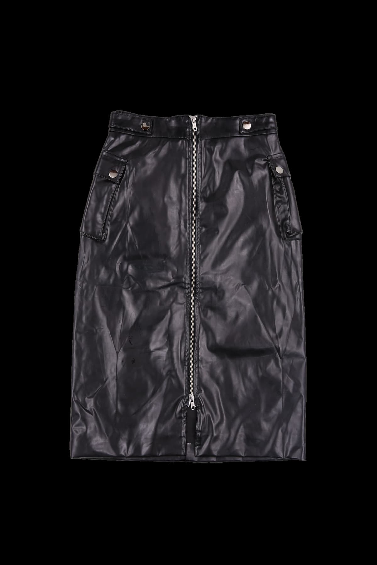 아웃 포켓 미디 스커트