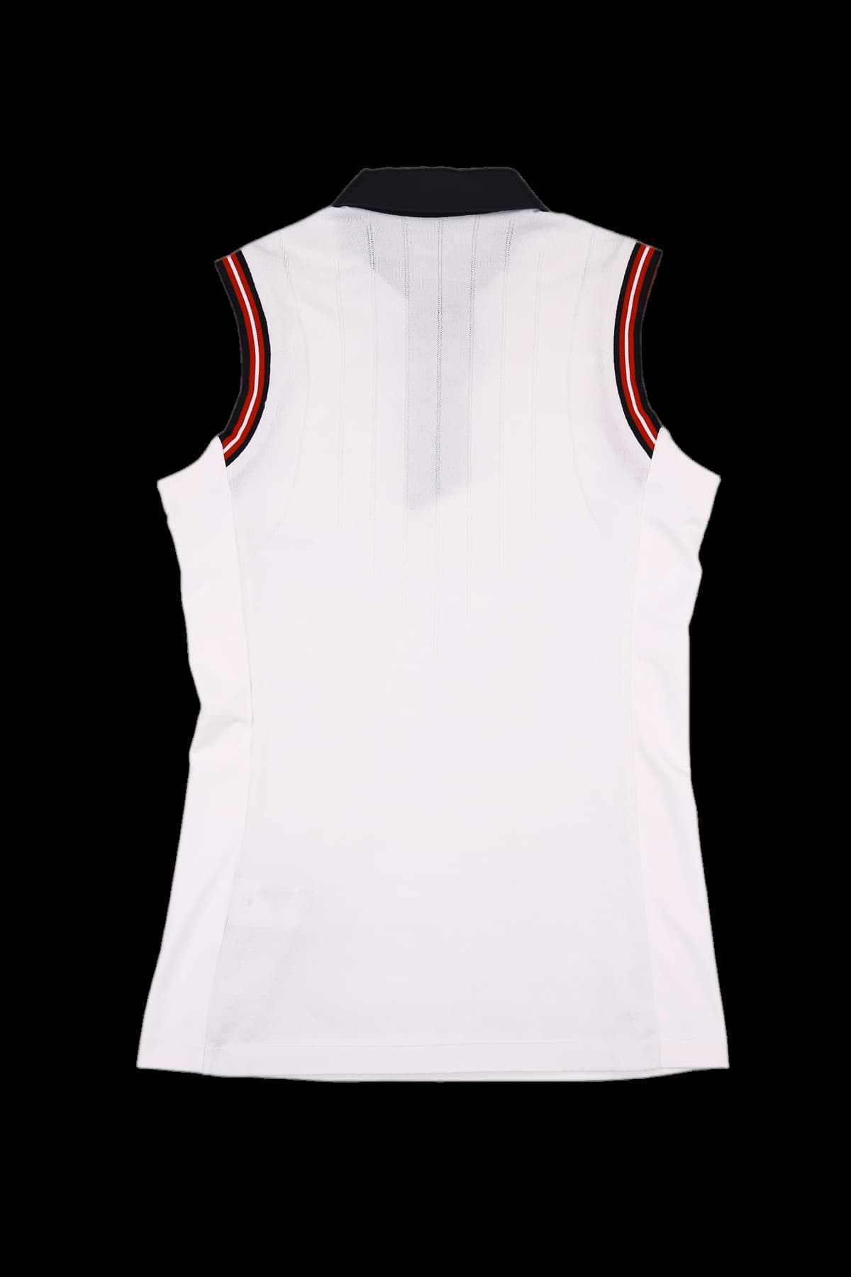 배색 슬리브리스 카라티