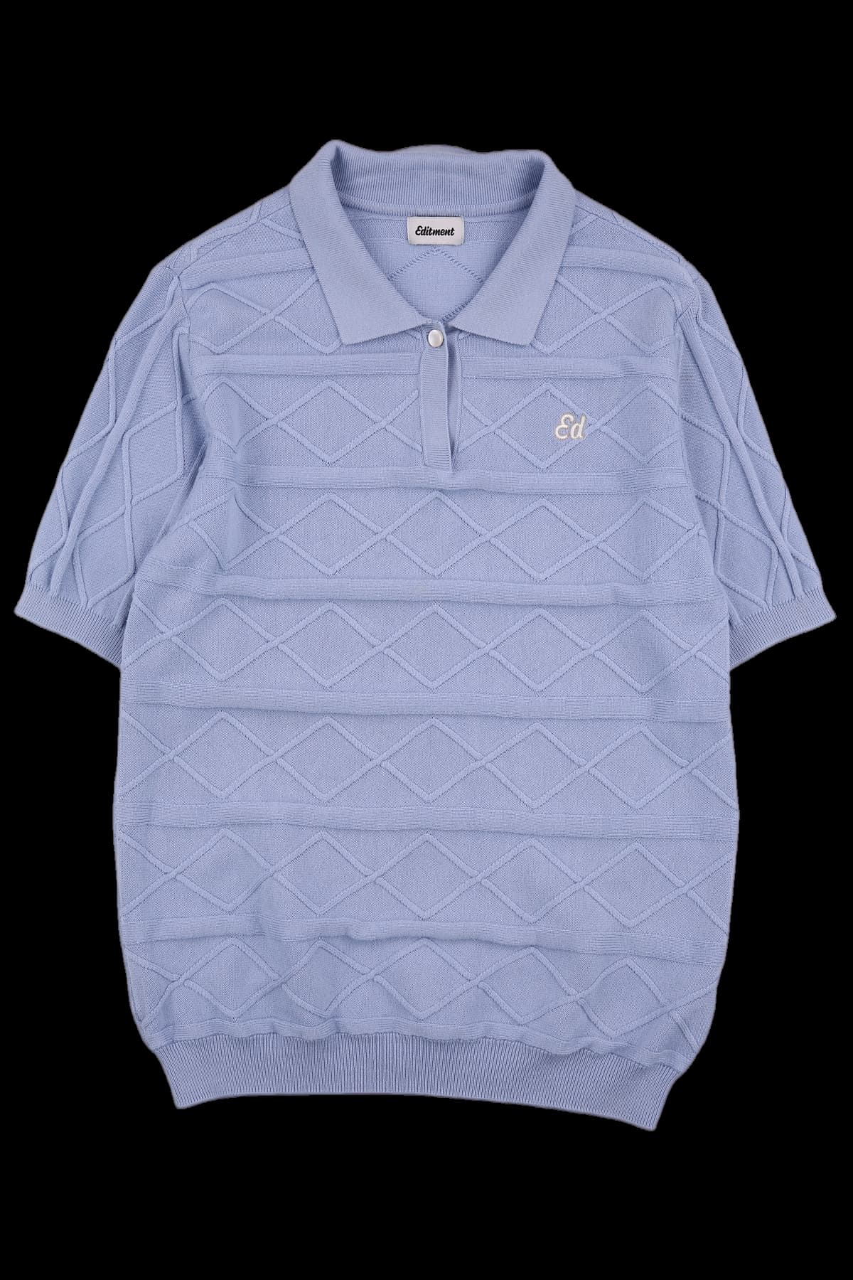 로고 반팔 카라니트