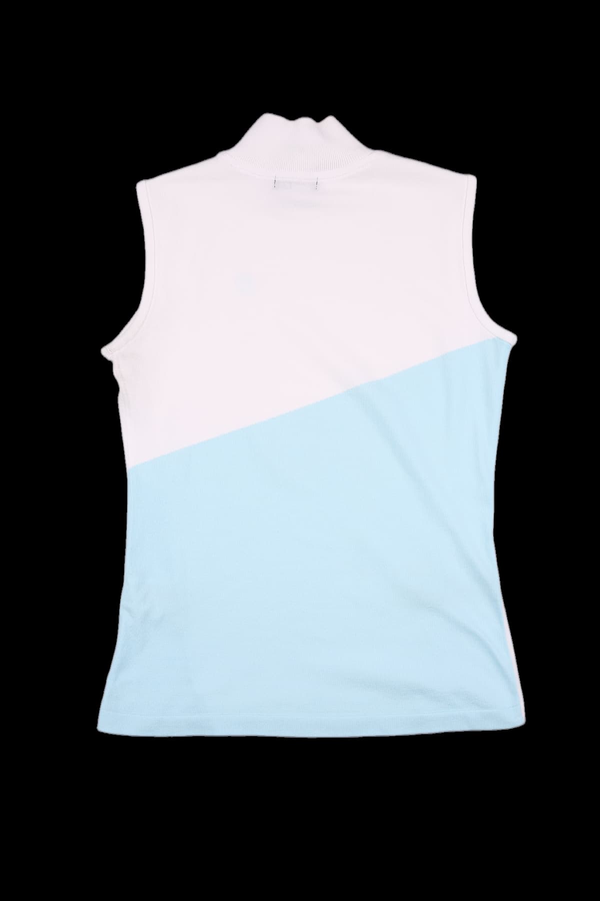 슬리브리스 니트 배색 티셔츠