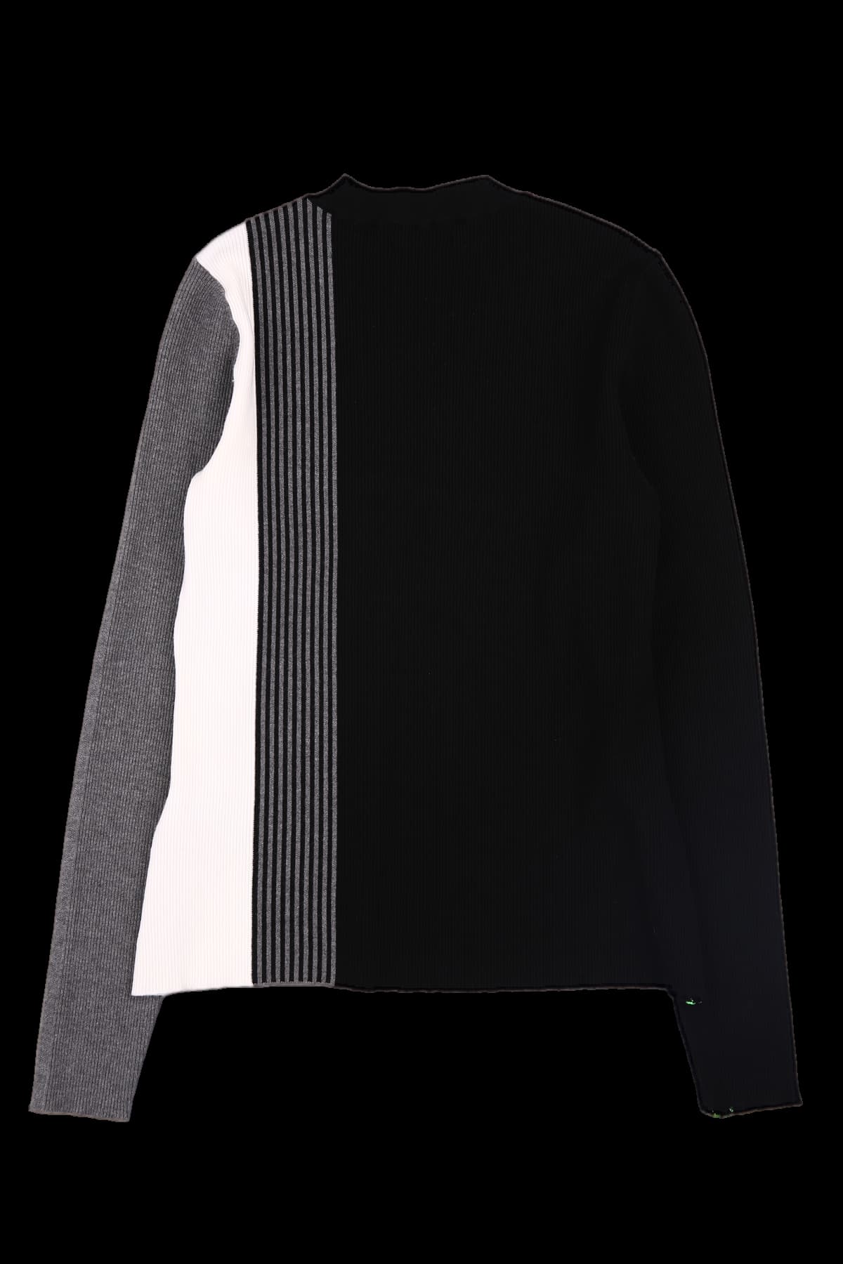 배색 긴팔 니트