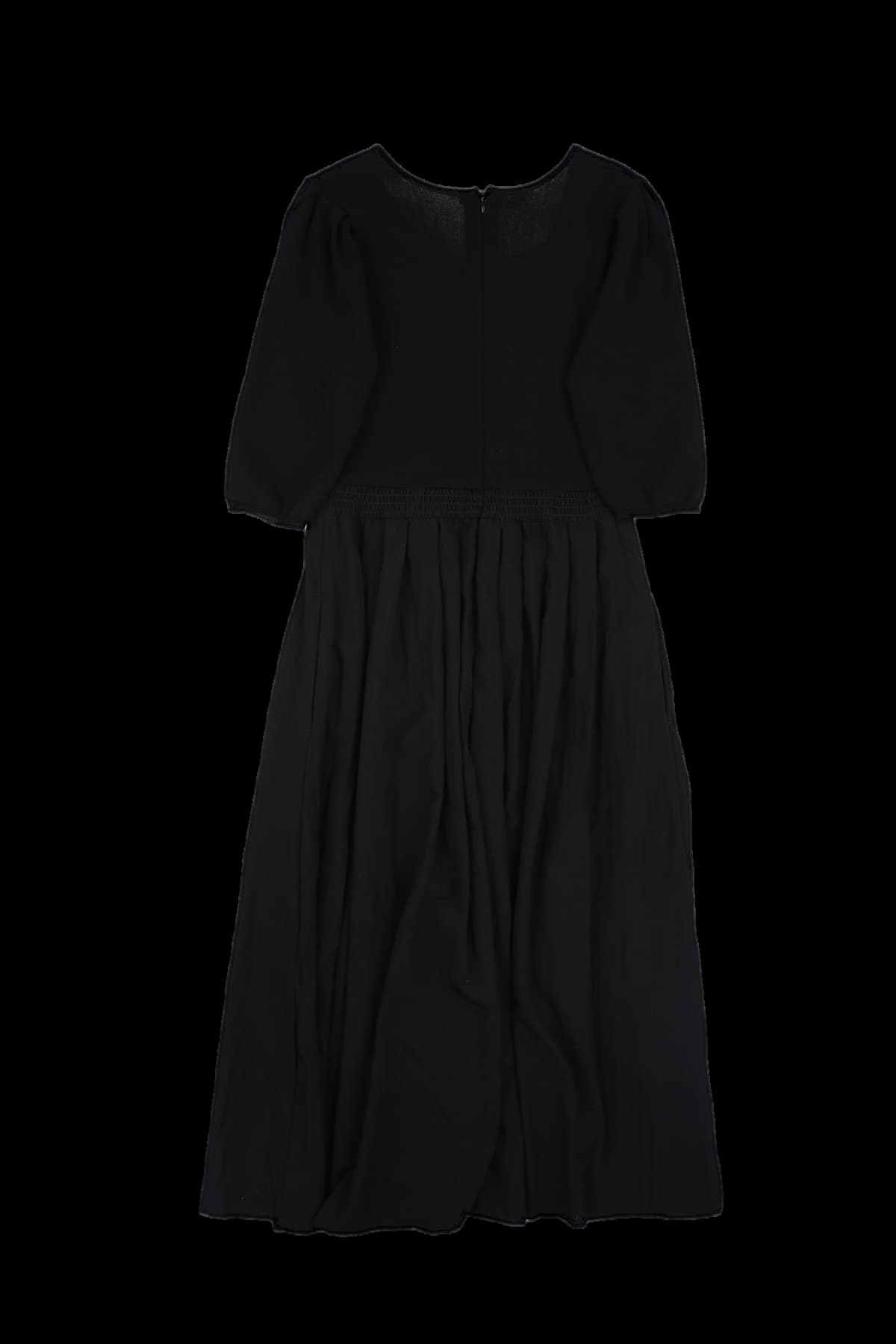 배색 니트 플리츠 원피스