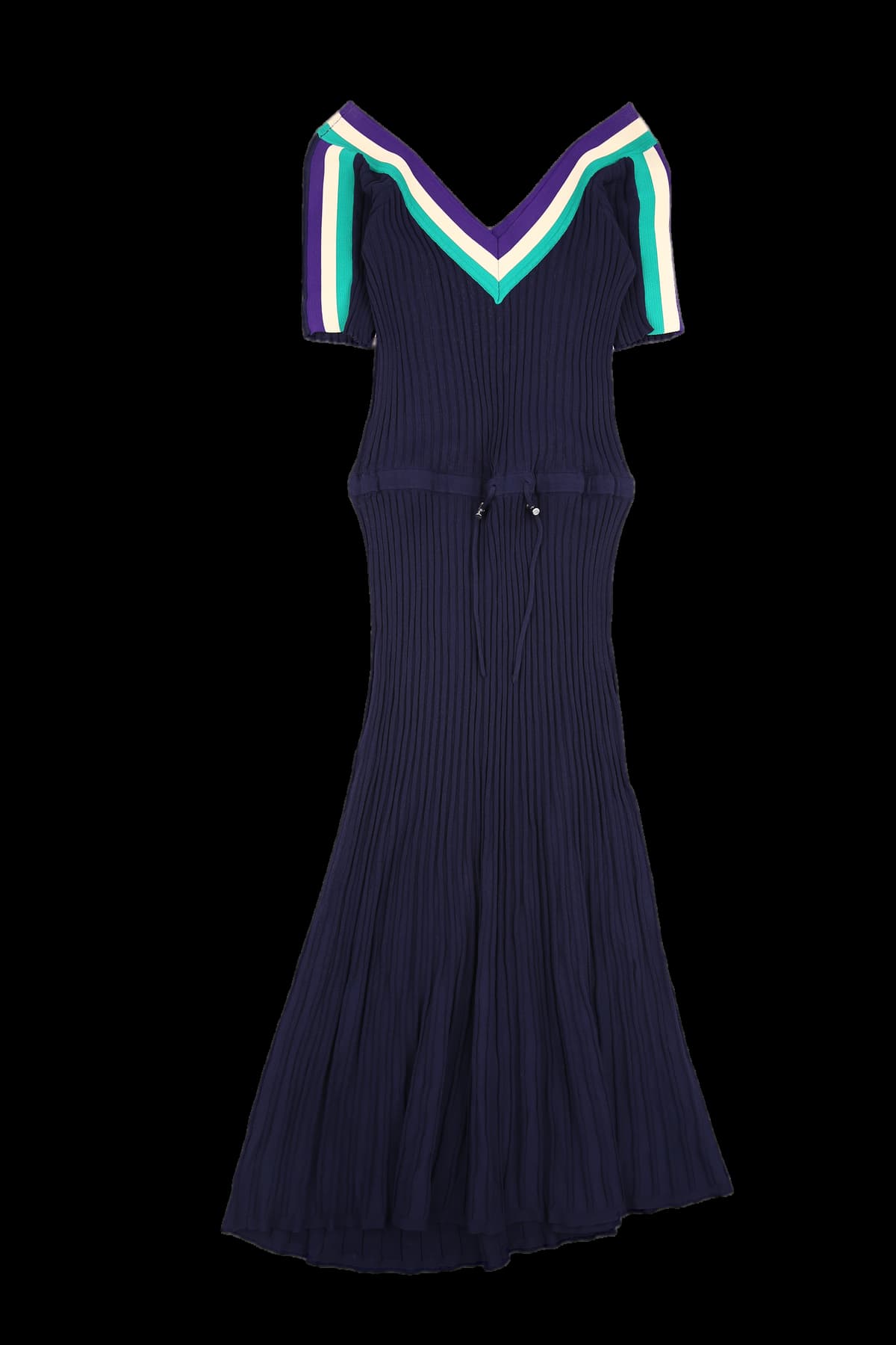 배색 니트 원피스