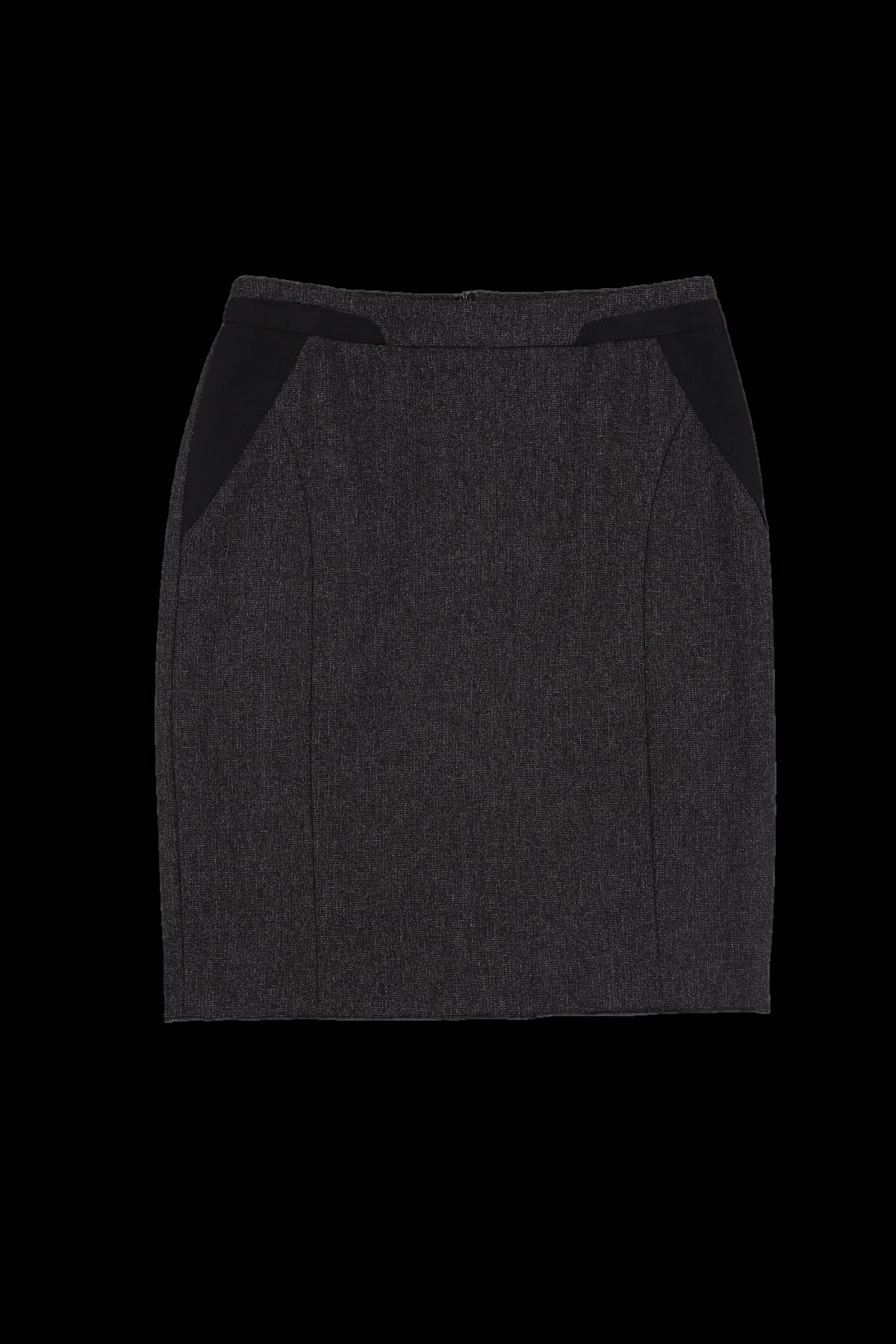 배색 미디스커트