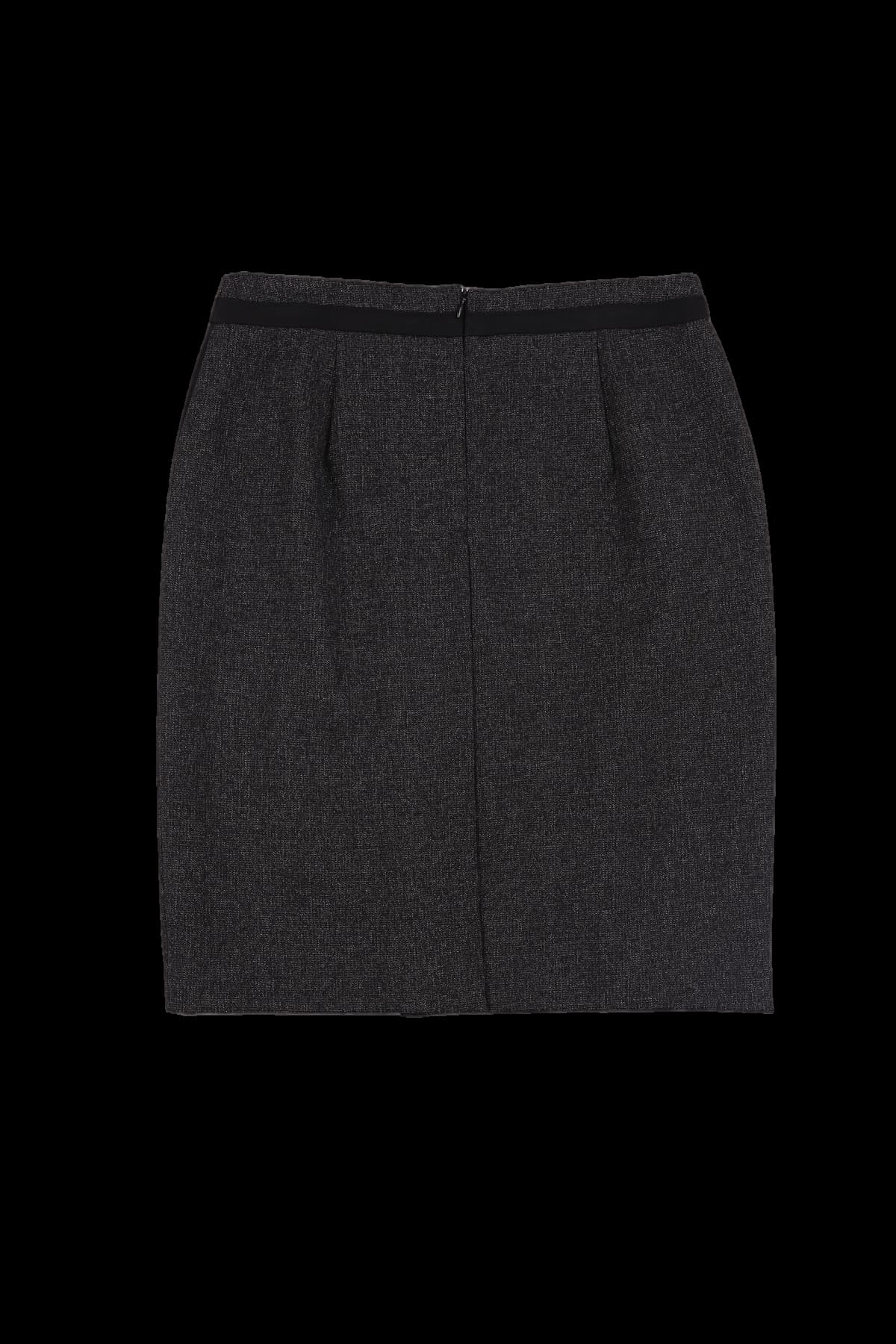 배색 미디스커트