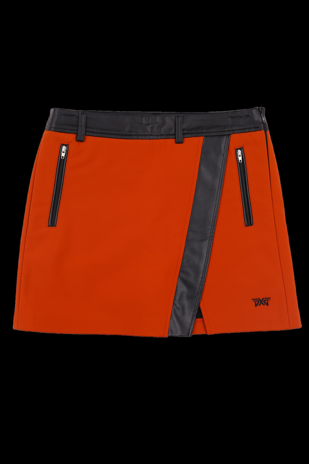 레드 가죽 기모스커트